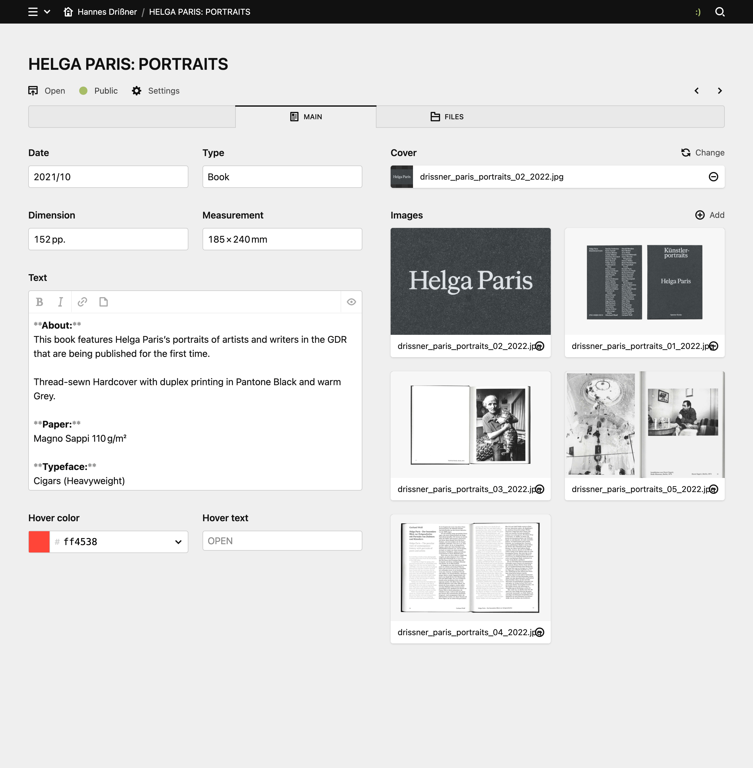 Panel screenshot of hannesdrissner.com