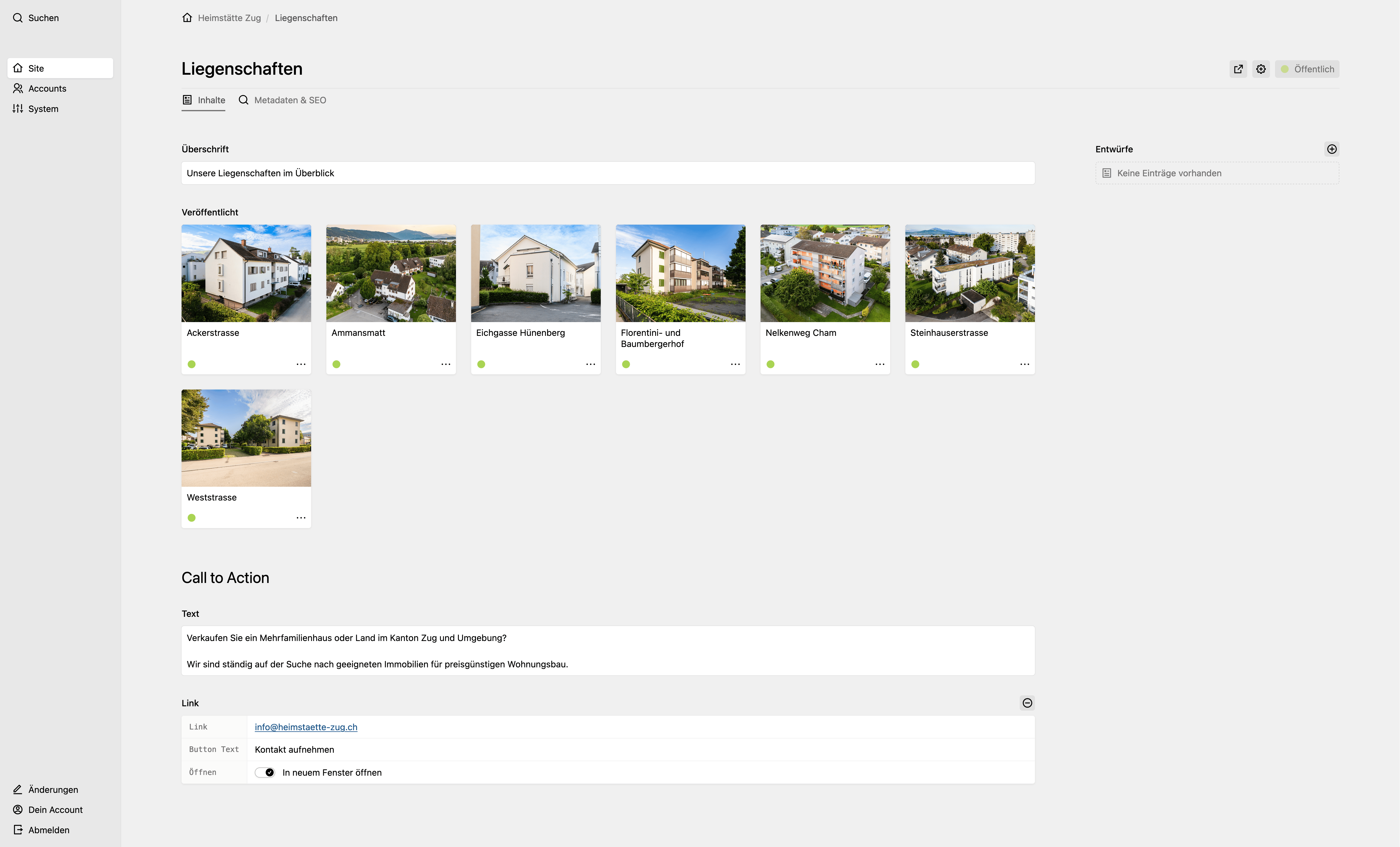 Panel screenshot of heimstaette-zug.ch