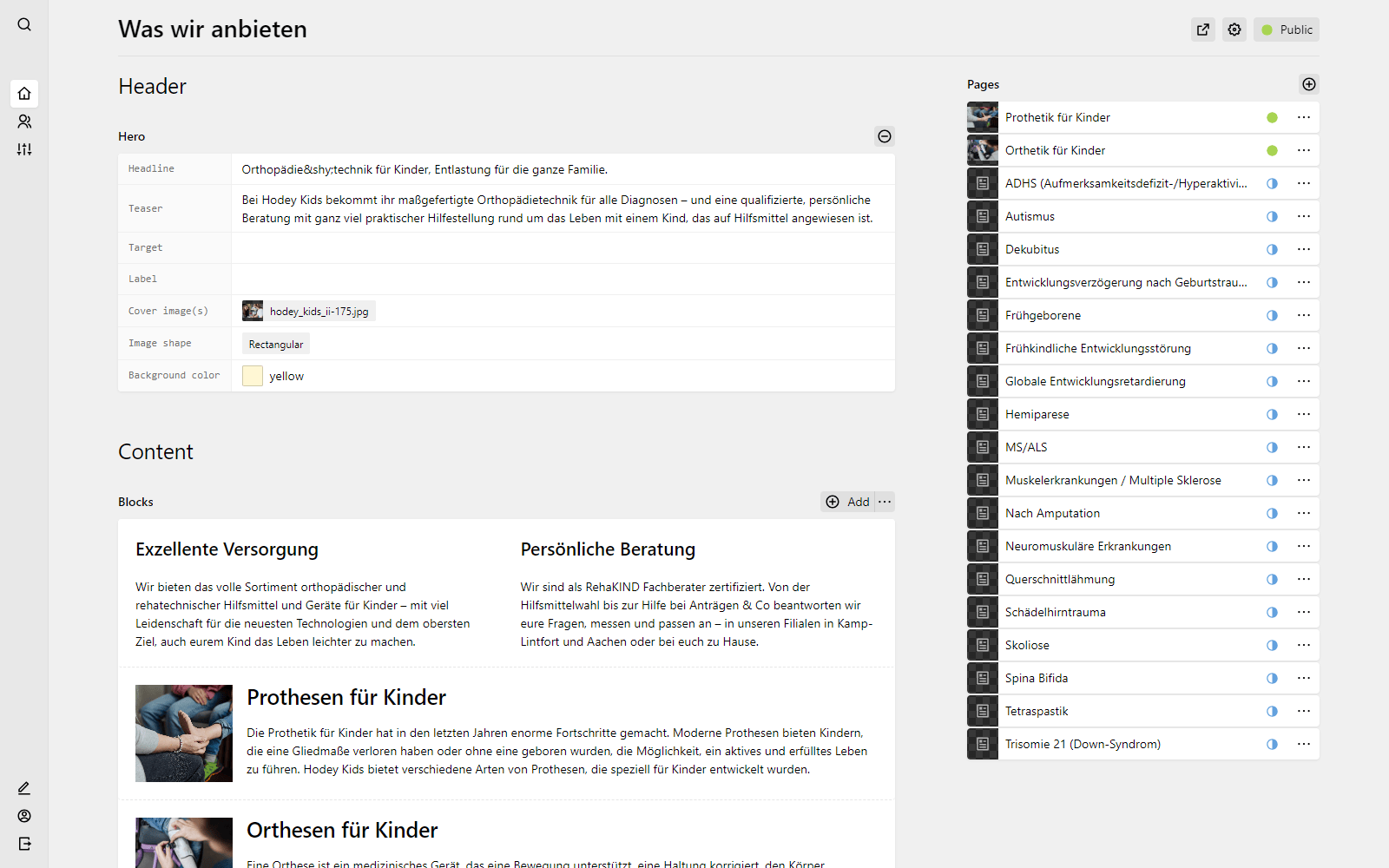 Panel screenshot of hodey-kids.de