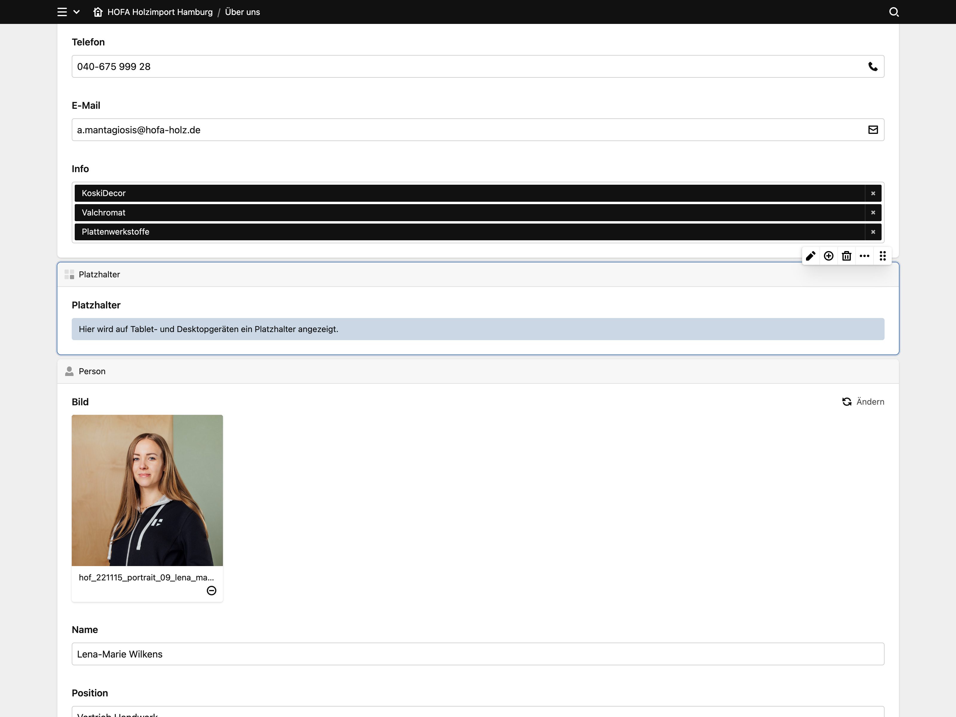 Panel screenshot of hofa-holz.de