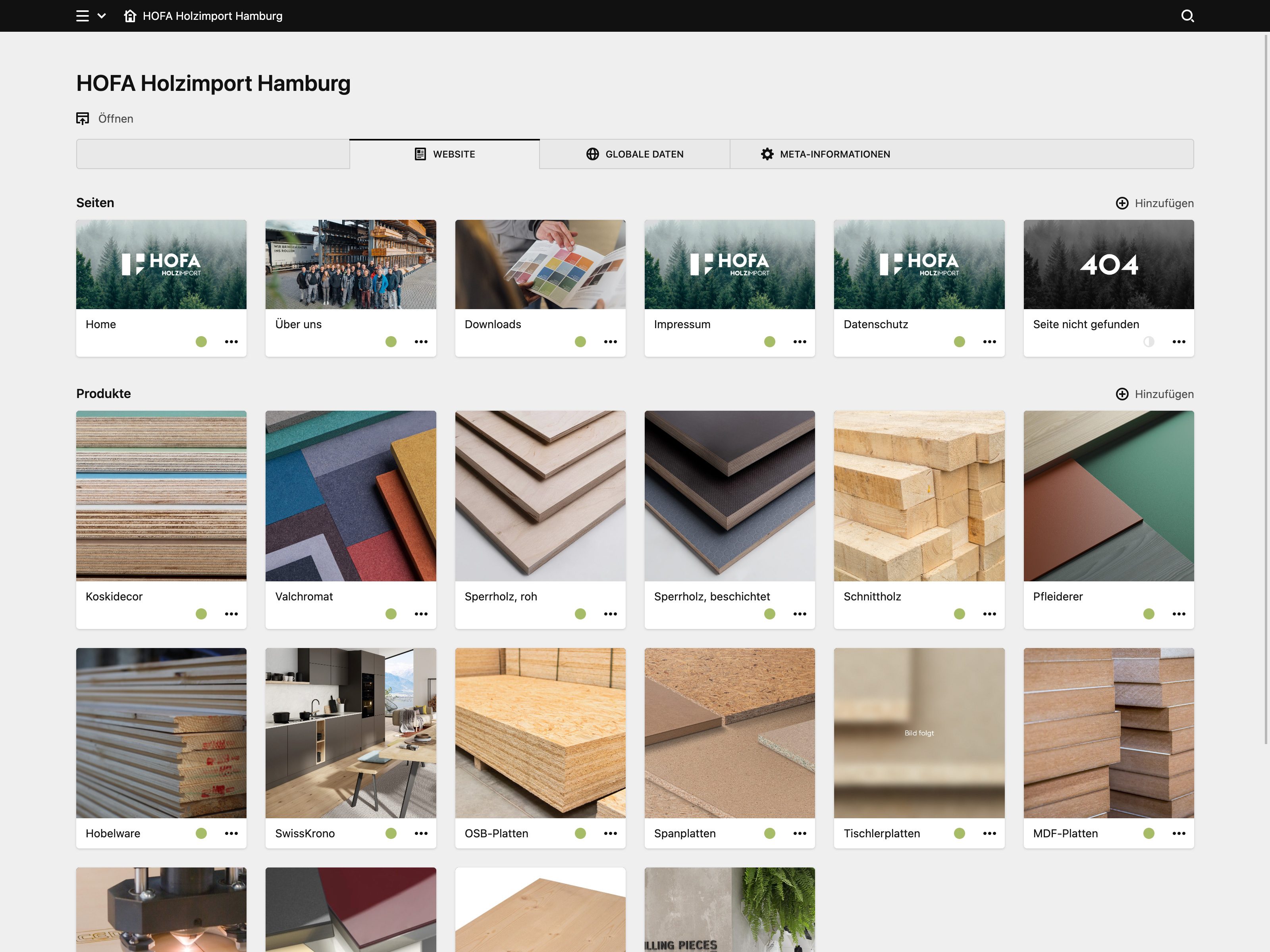 Panel screenshot of hofa-holz.de