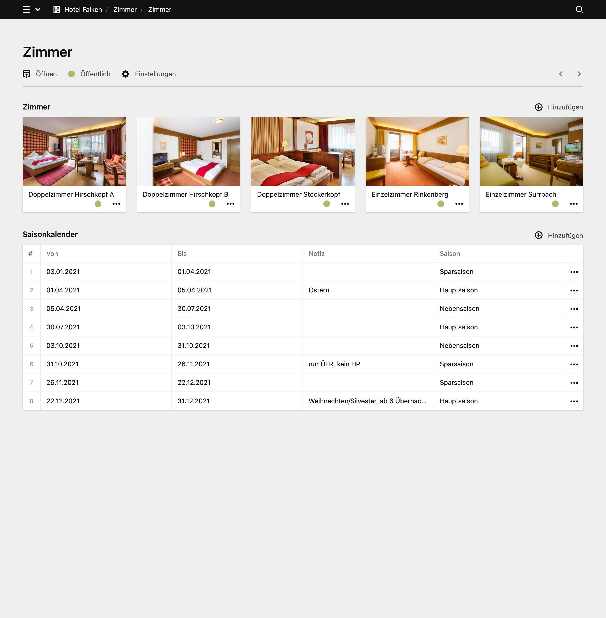 Panel screenshot of hotel-falken.de