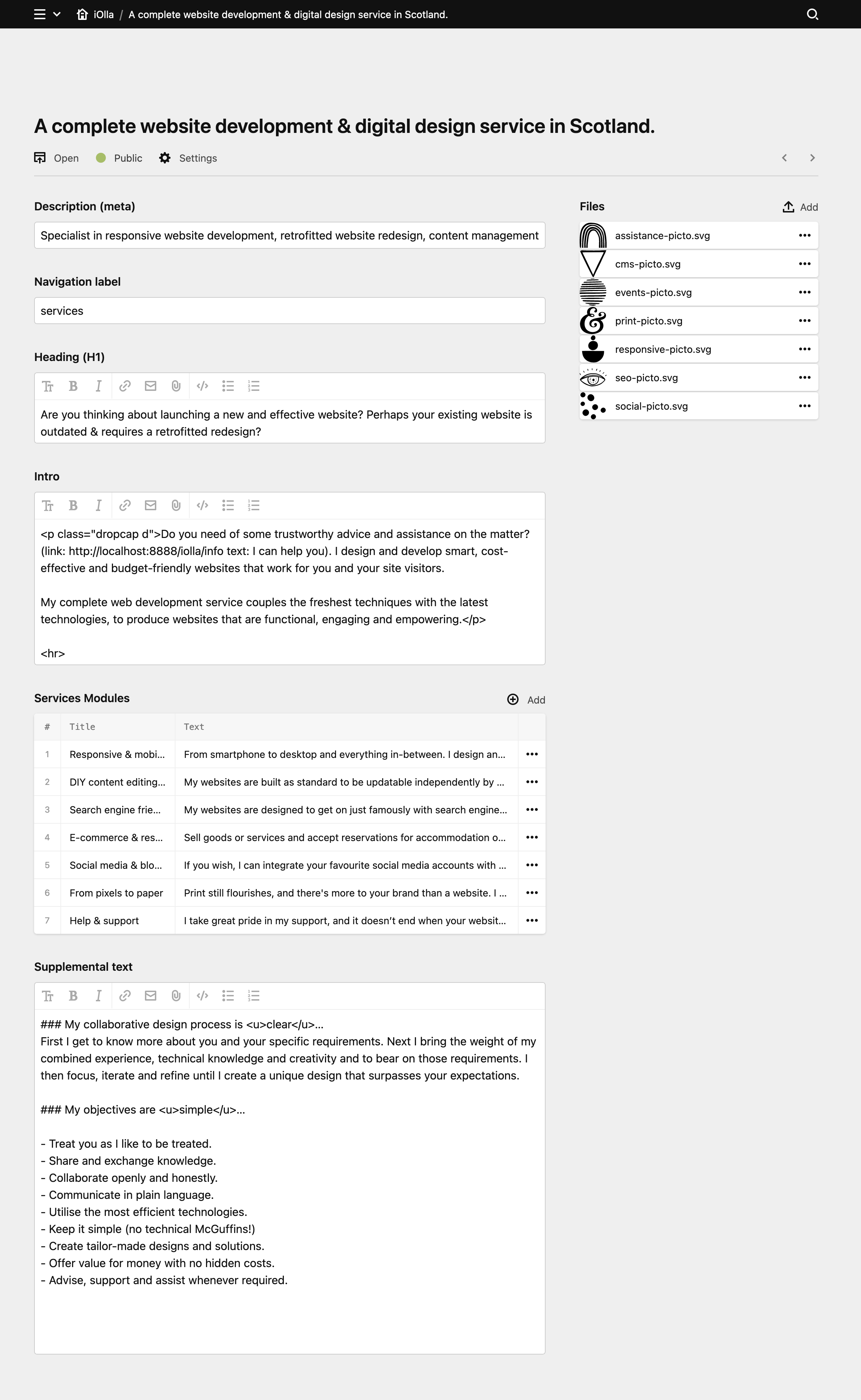 Panel screenshot of iolla.net