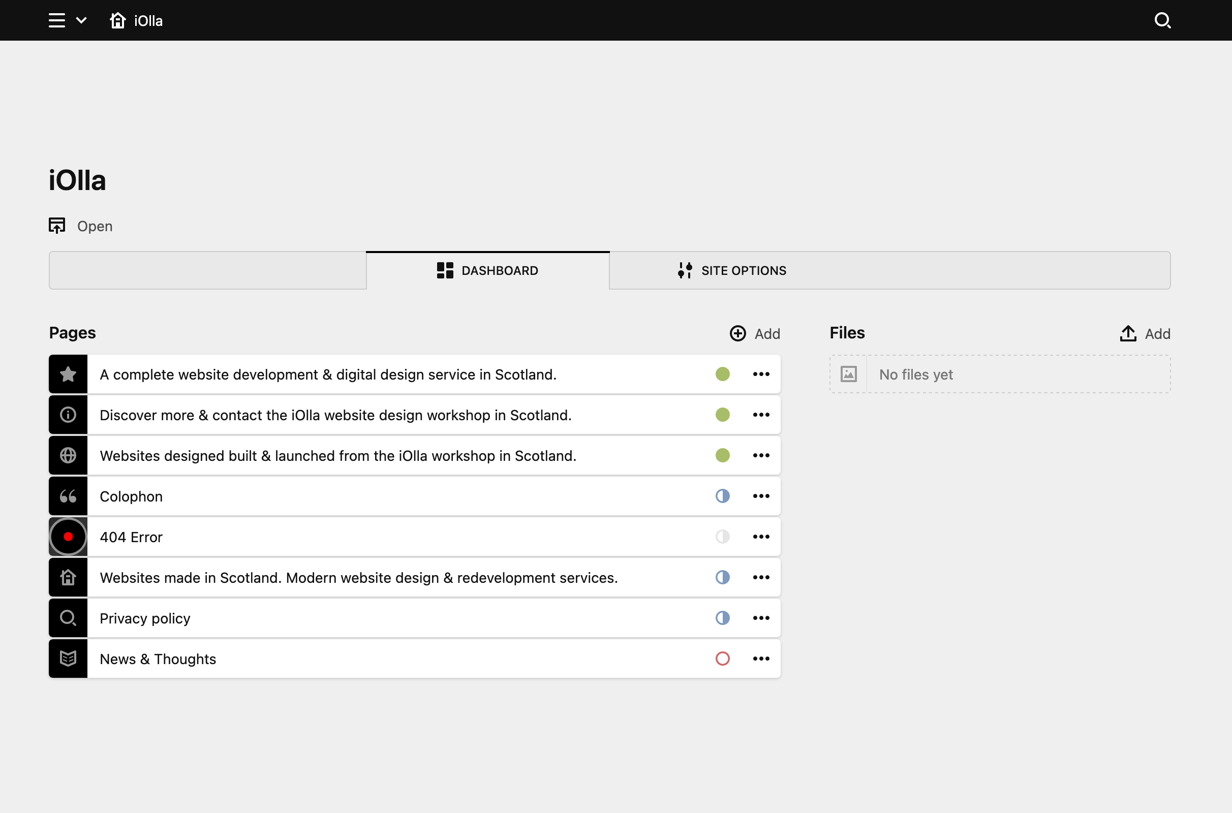 Panel screenshot of iolla.net