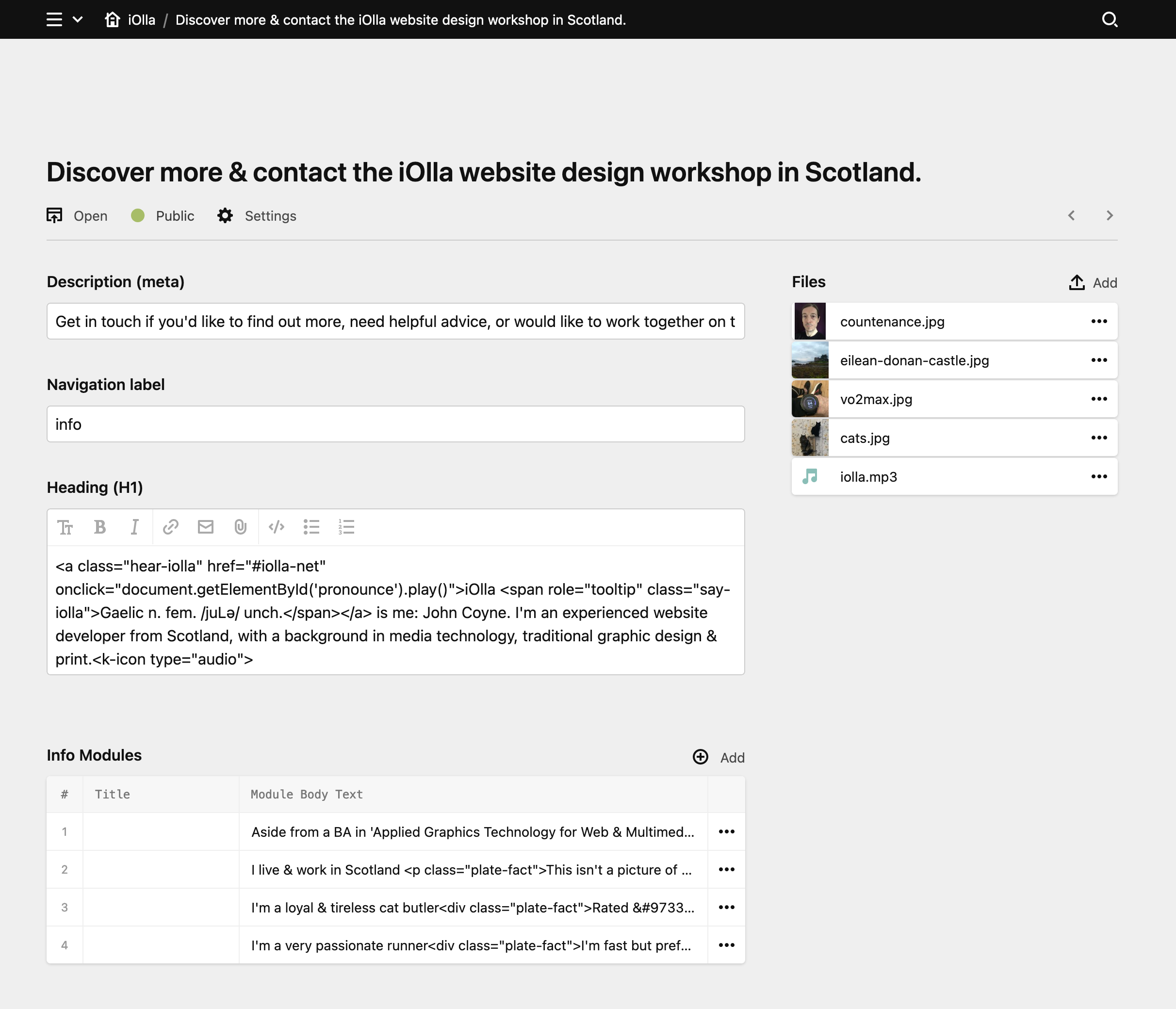 Panel screenshot of iolla.net