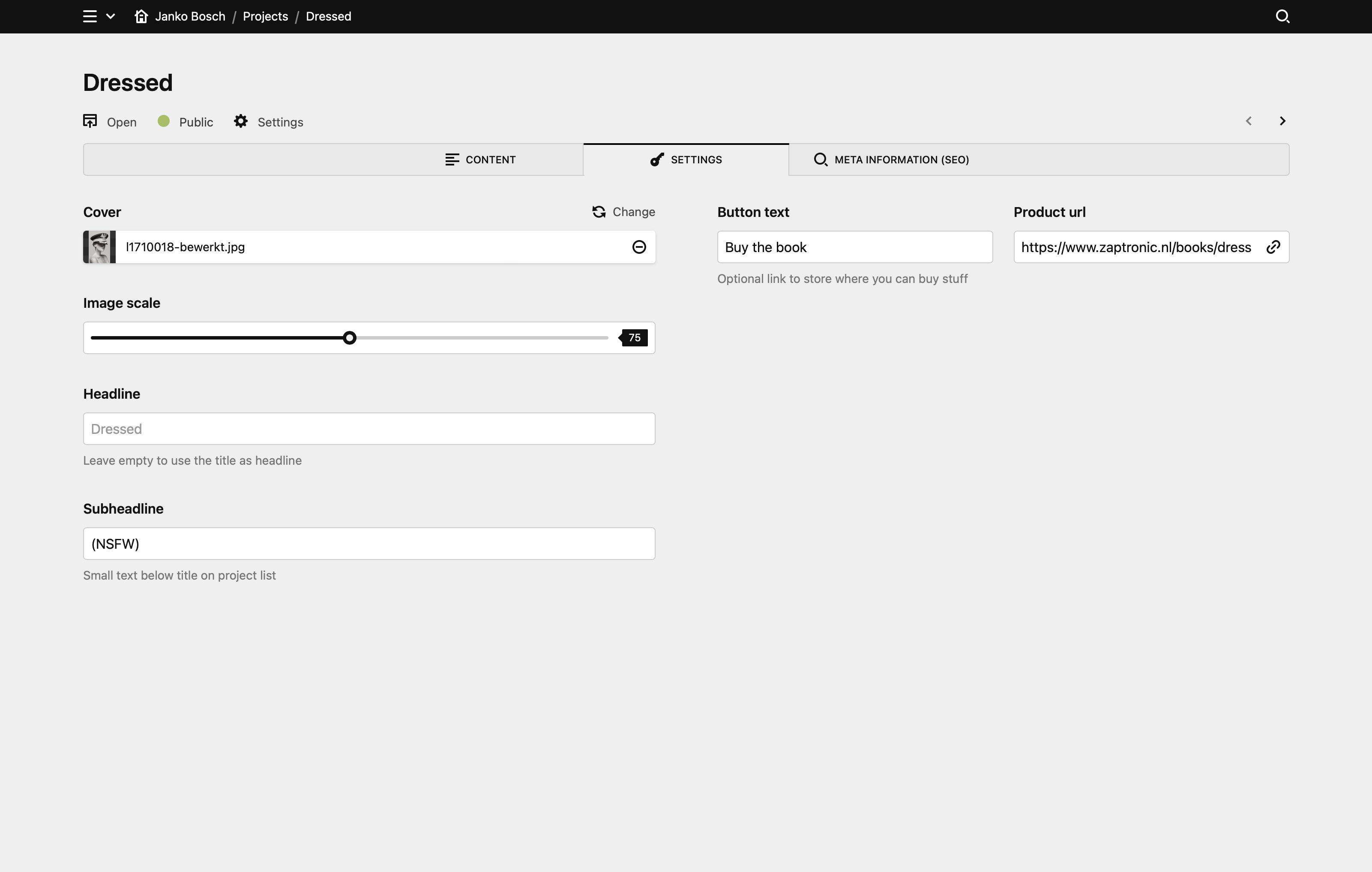 Panel screenshot of jankobosch.nl