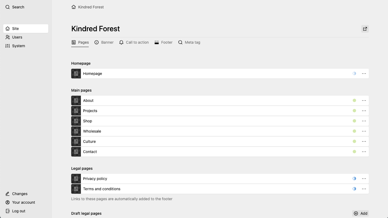Panel screenshot of kindredforest.co.uk