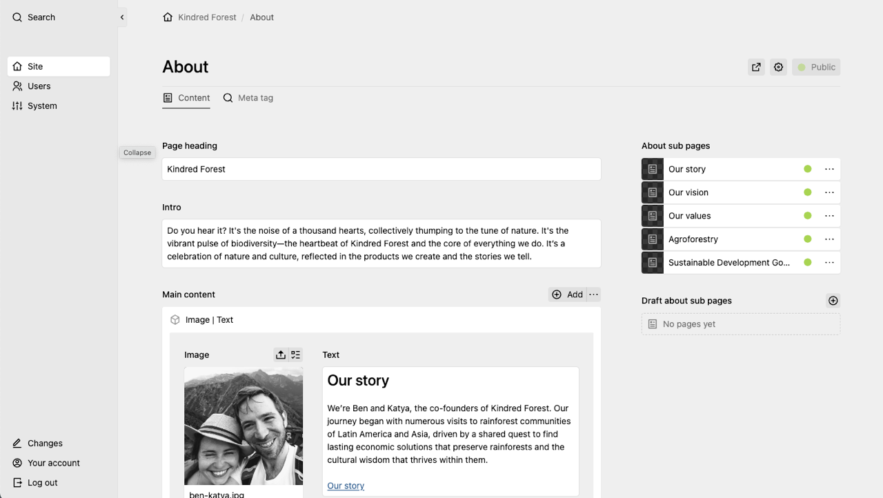 Panel screenshot of kindredforest.co.uk