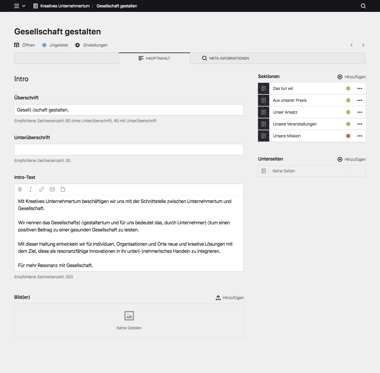 Panel screenshot of kreatives-unternehmertum.com