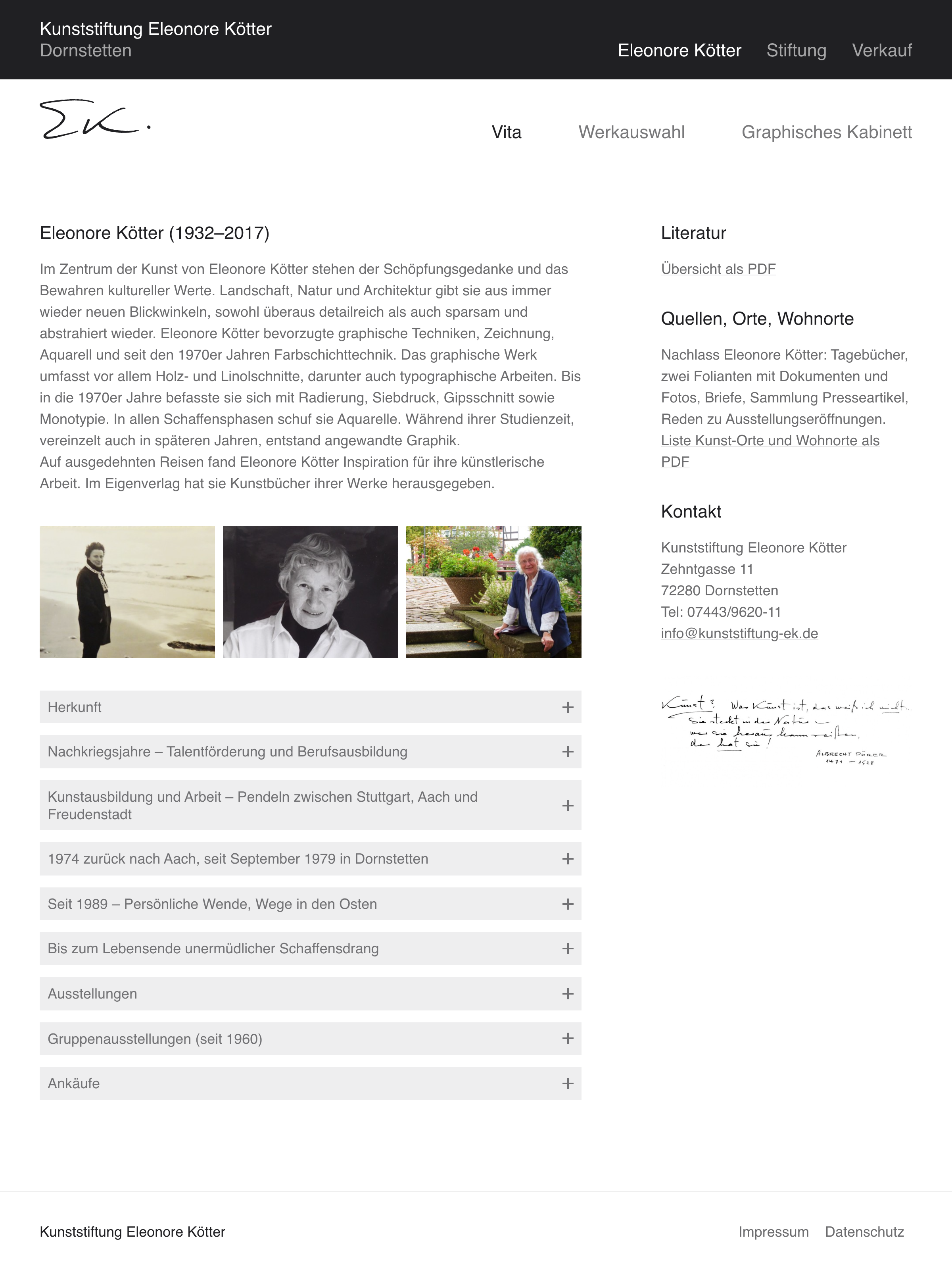 Screenshot of kunststiftung-ek.de