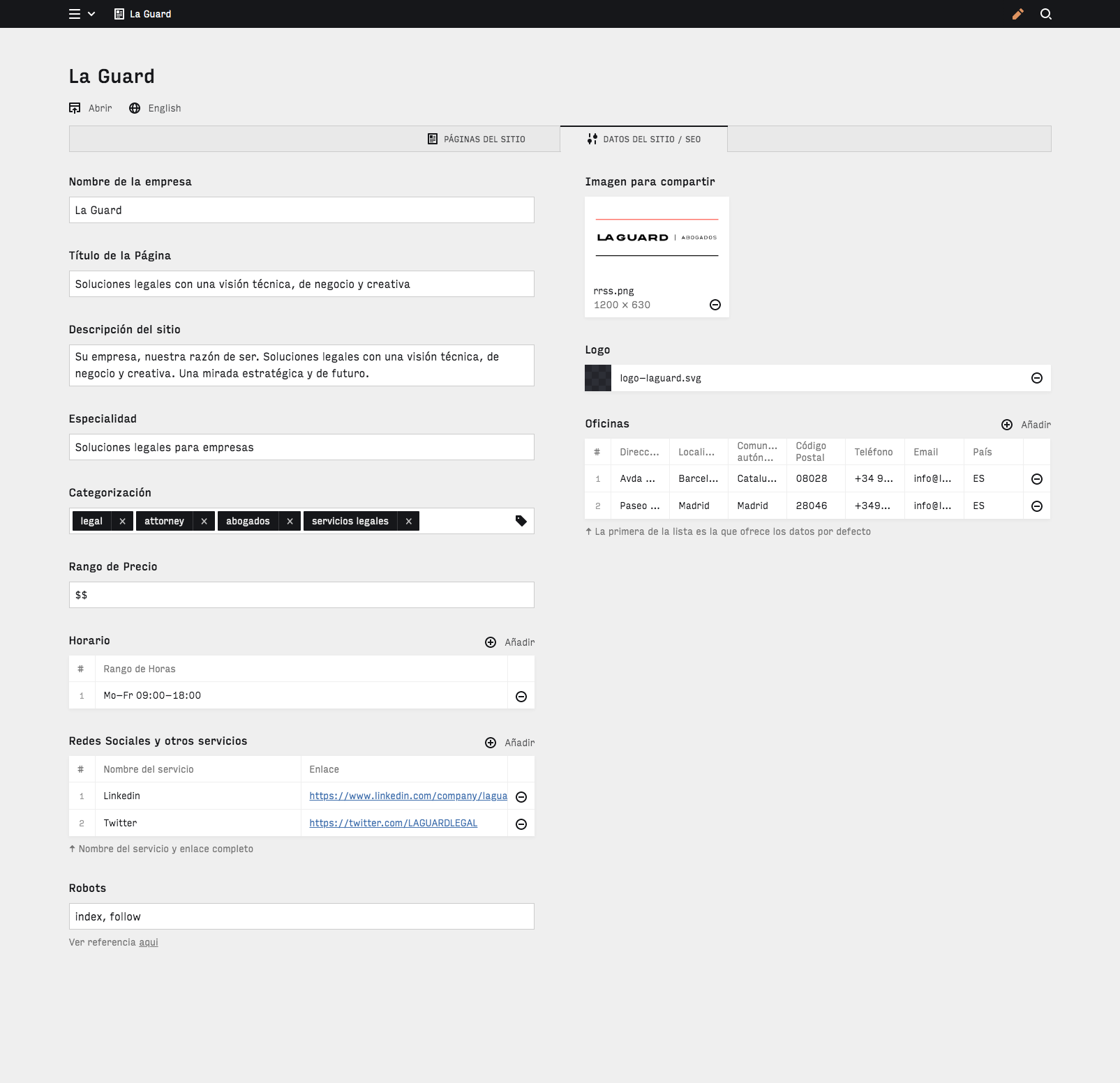 Panel screenshot of laguardlegal.com