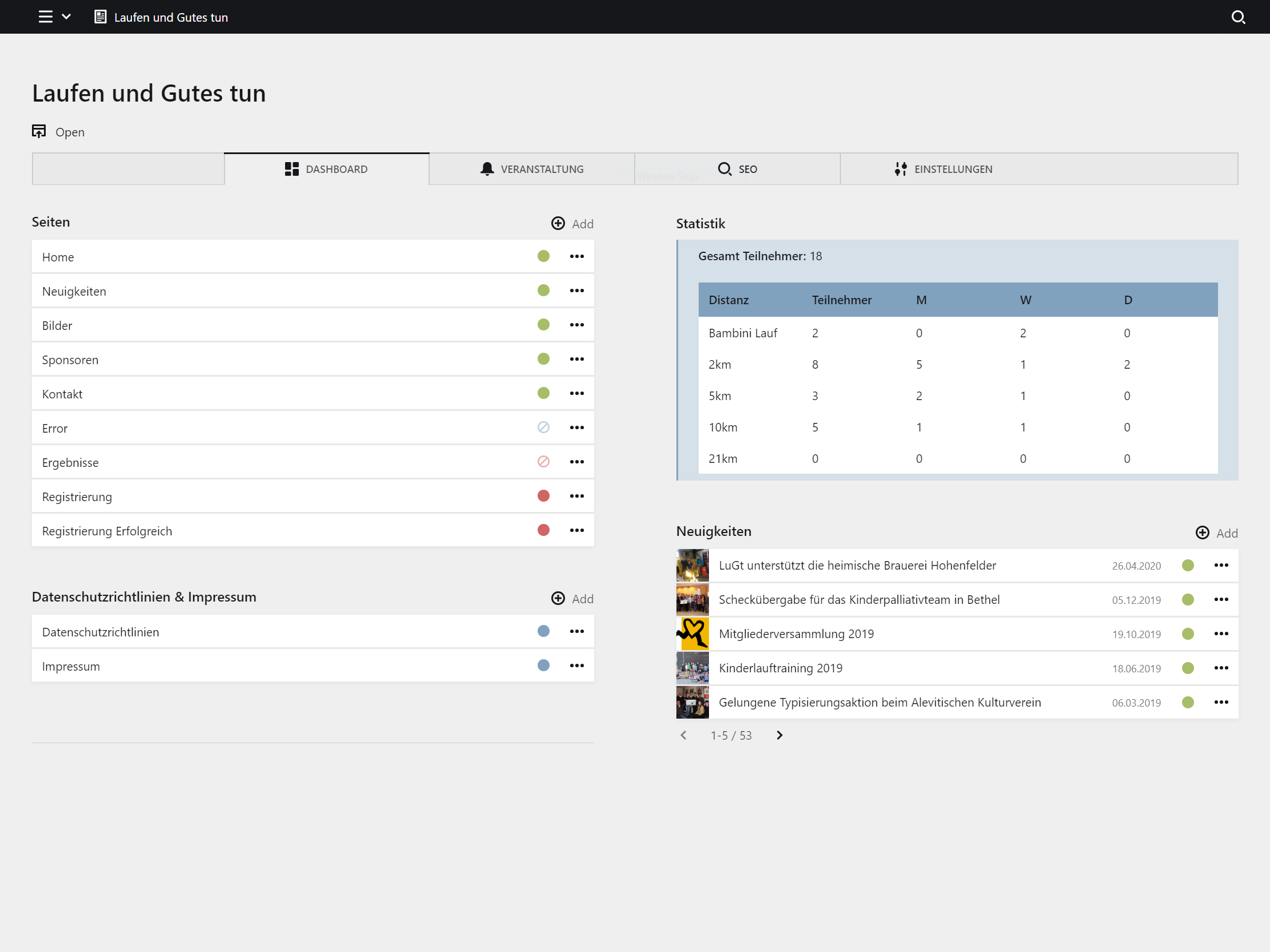 Panel screenshot of laufenundgutestun.de