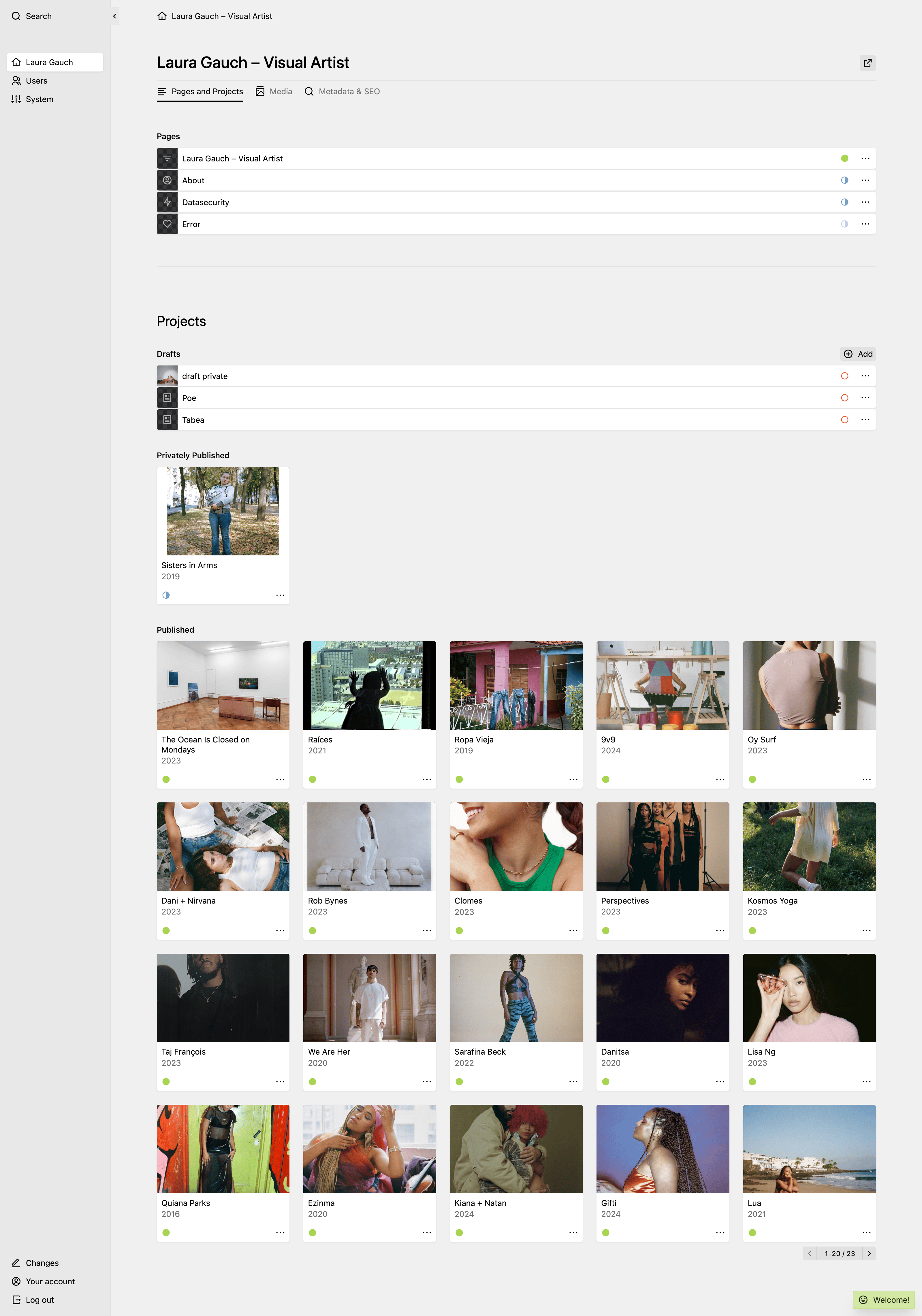 Panel screenshot of lauragauch.com