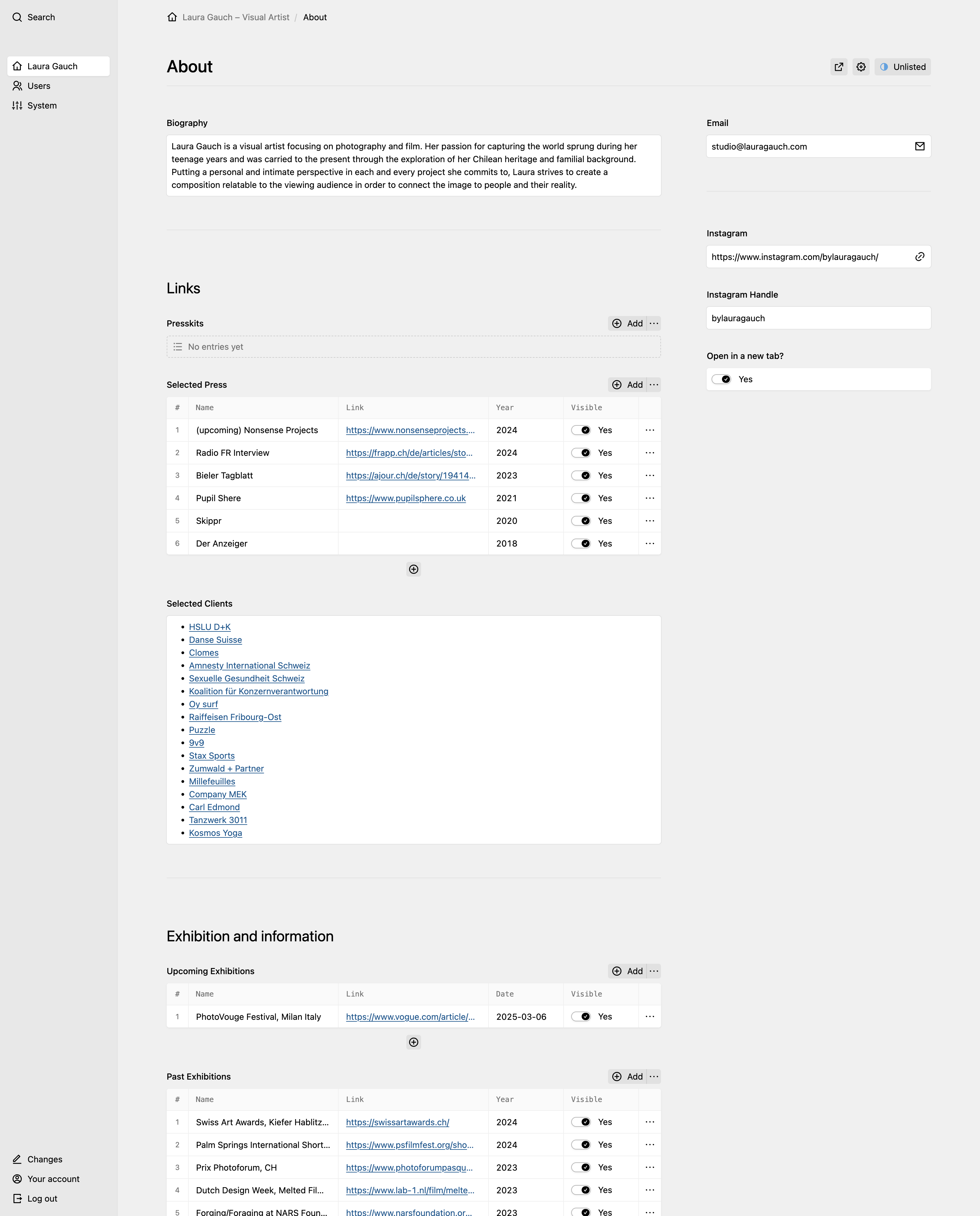 Panel screenshot of lauragauch.com