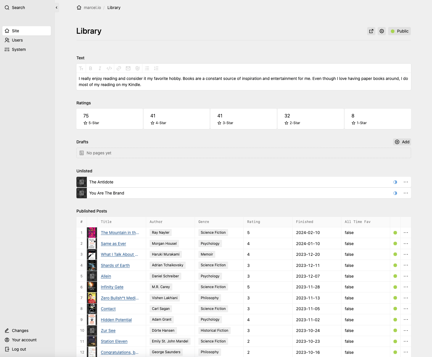 Panel screenshot of marcel.io