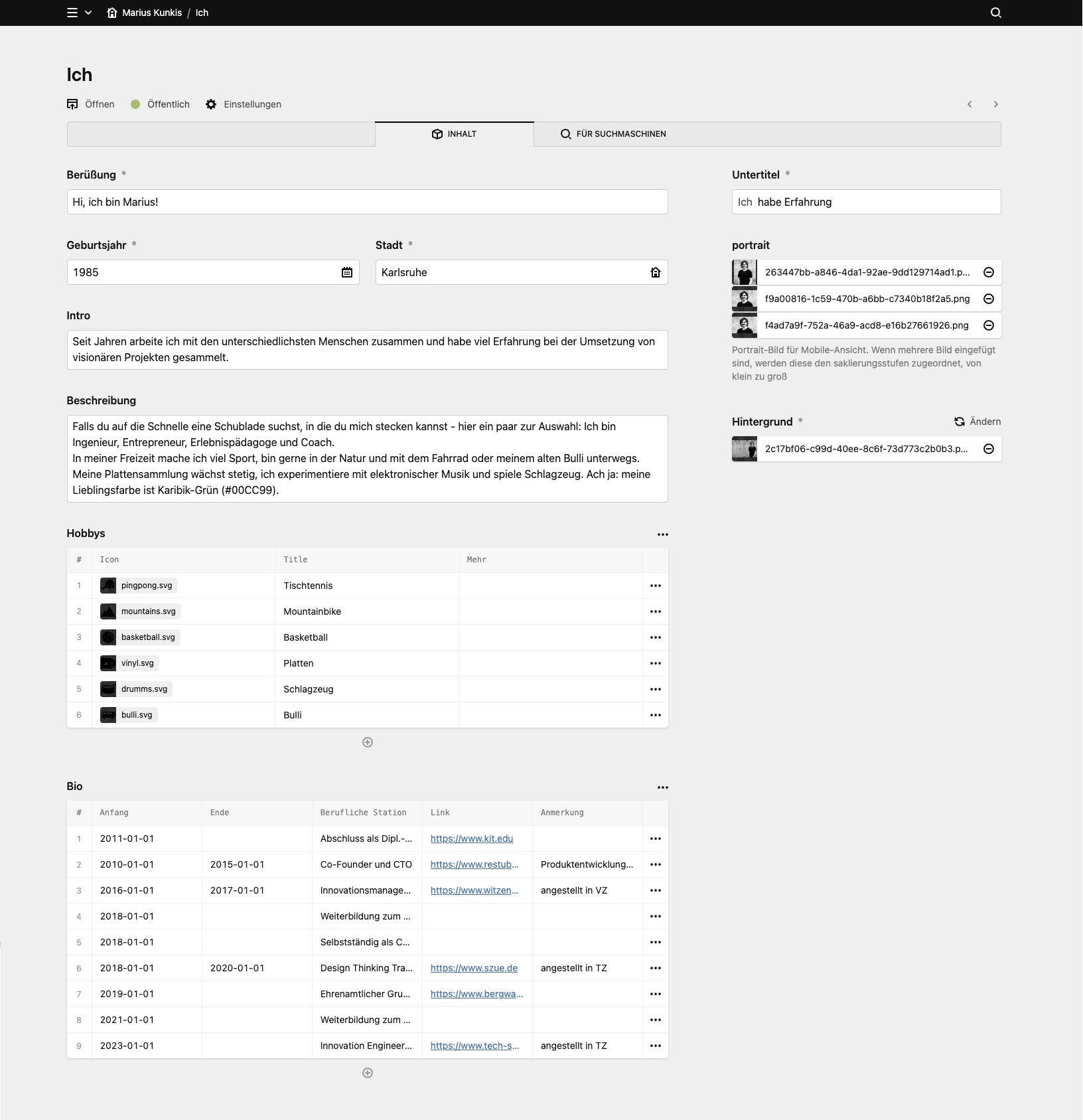 Panel screenshot of mariuskunkis.de