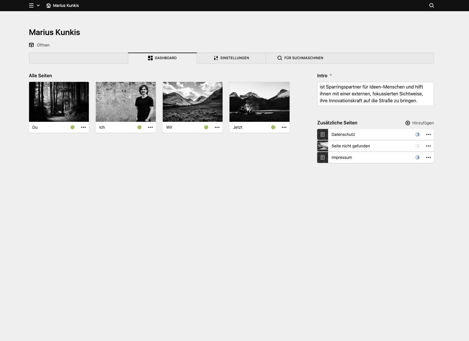 Panel screenshot of mariuskunkis.de
