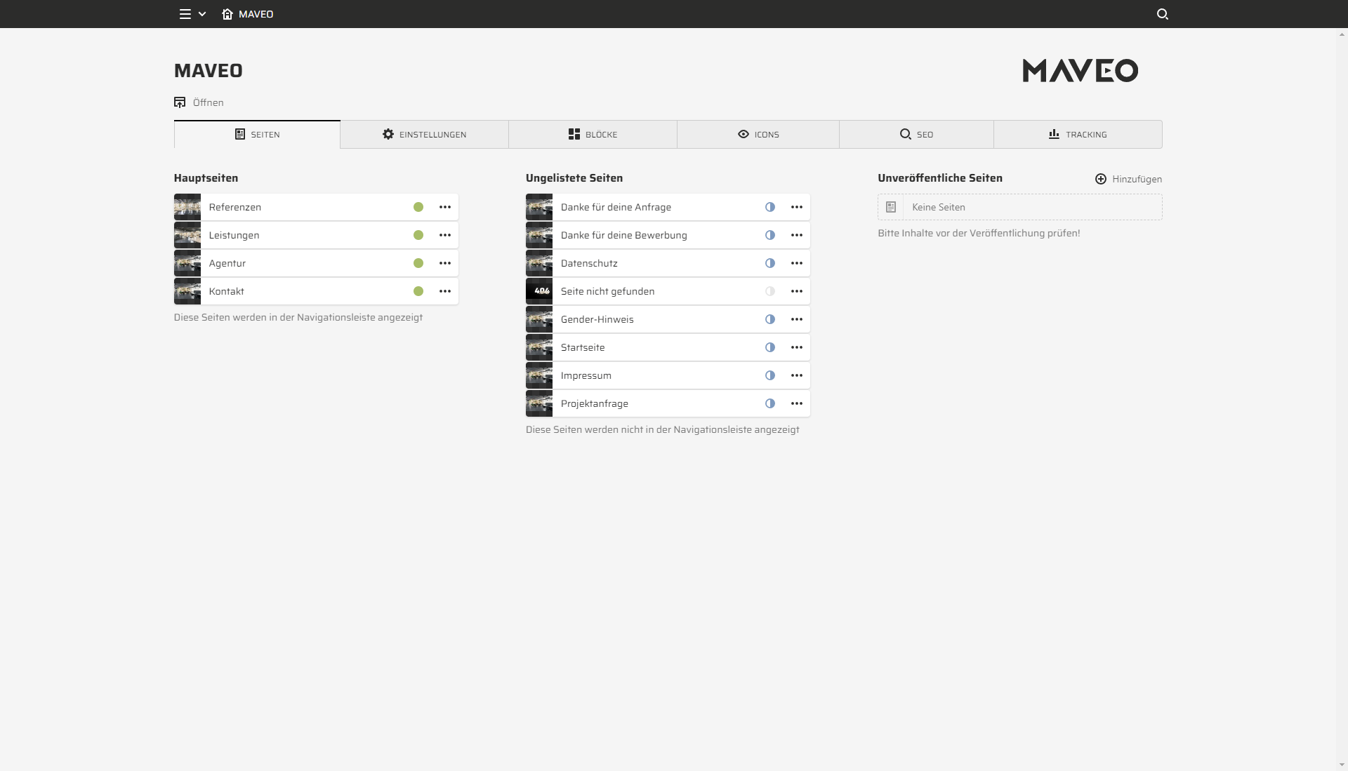 Panel screenshot of maveo.de