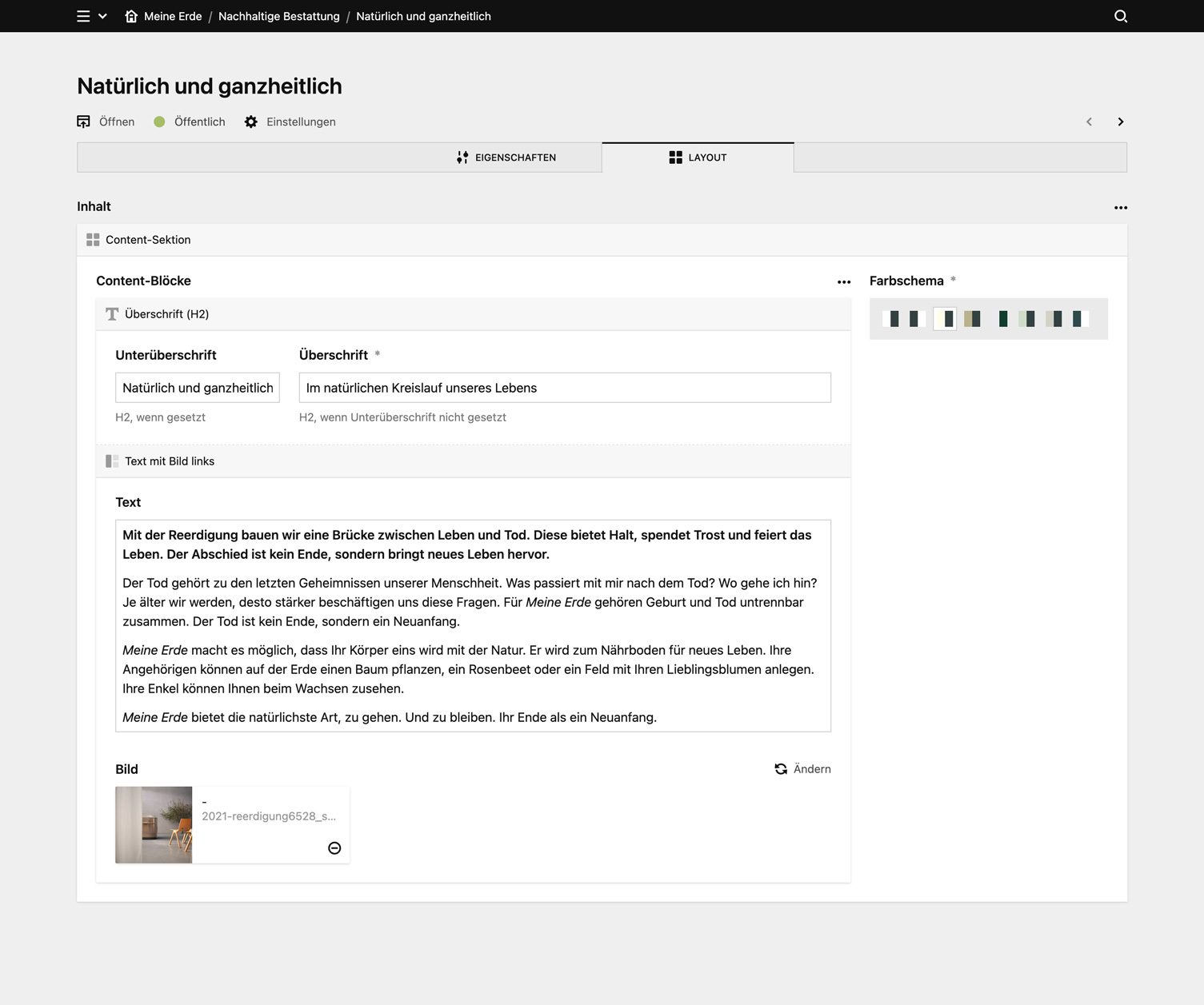 Panel screenshot of meine-erde.de
