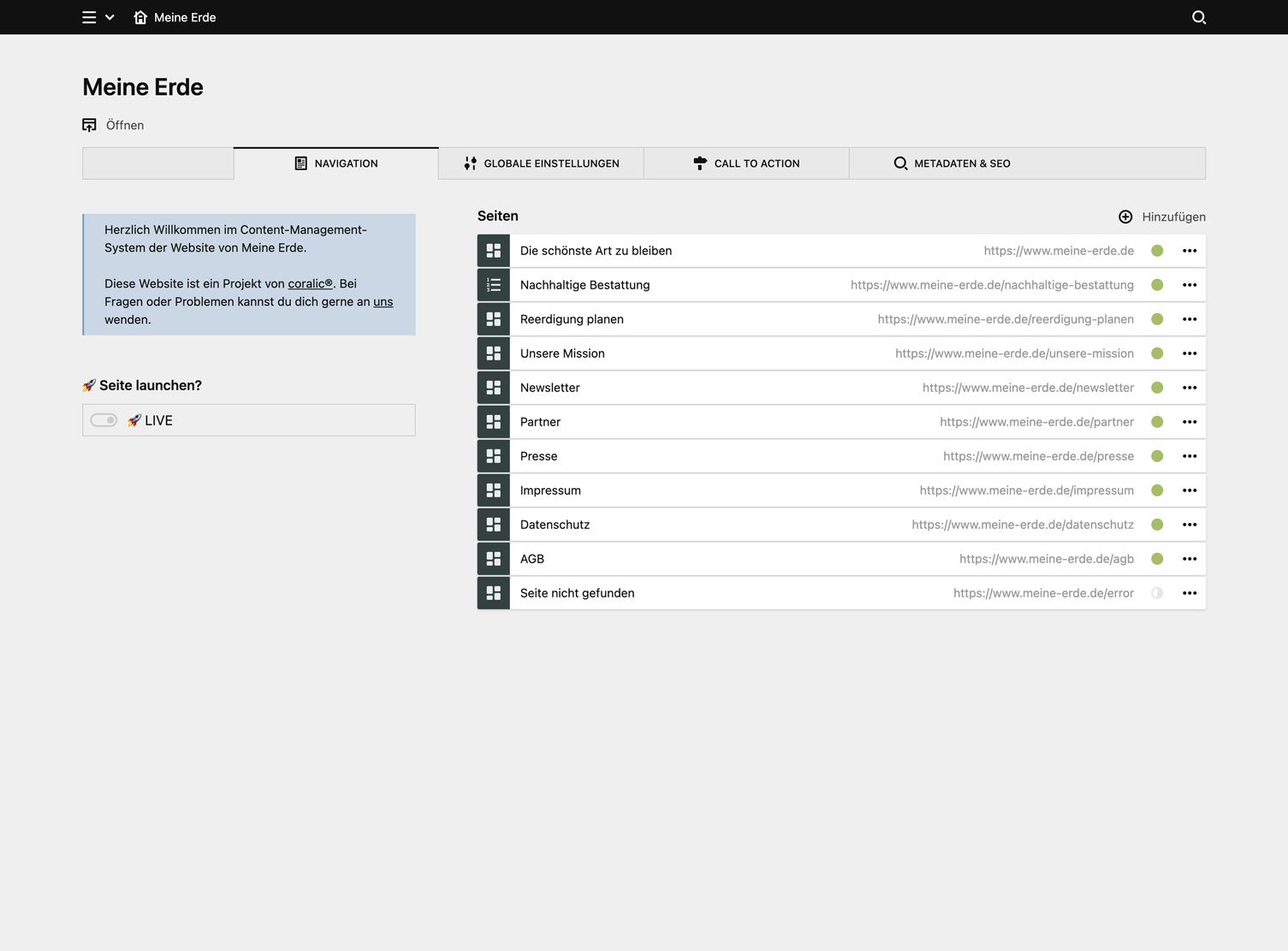 Panel screenshot of meine-erde.de