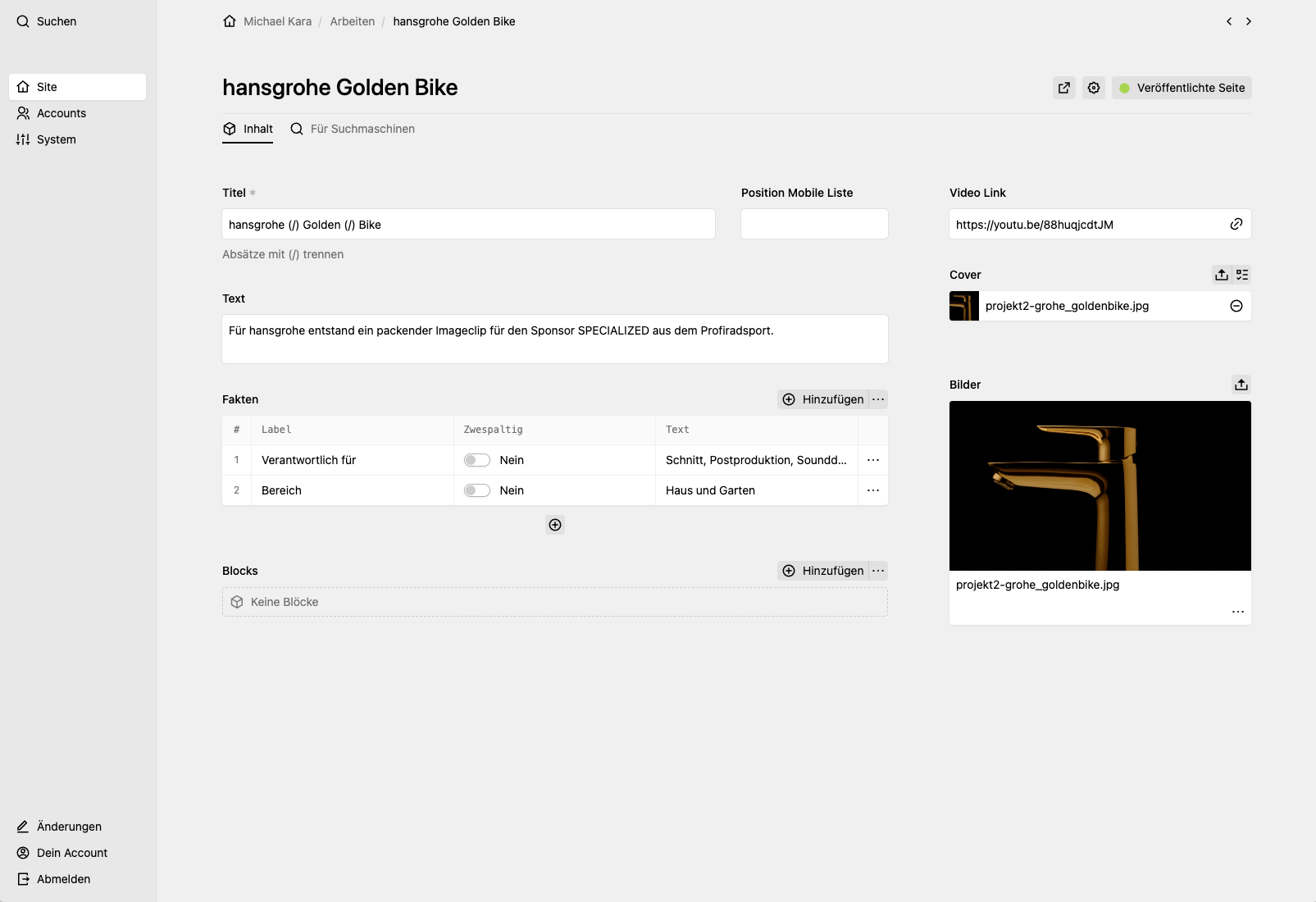 Panel screenshot of michaelkara.de
