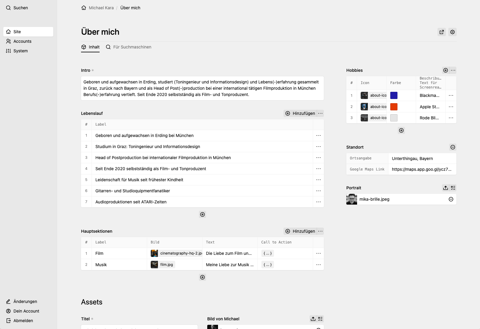 Panel screenshot of michaelkara.de