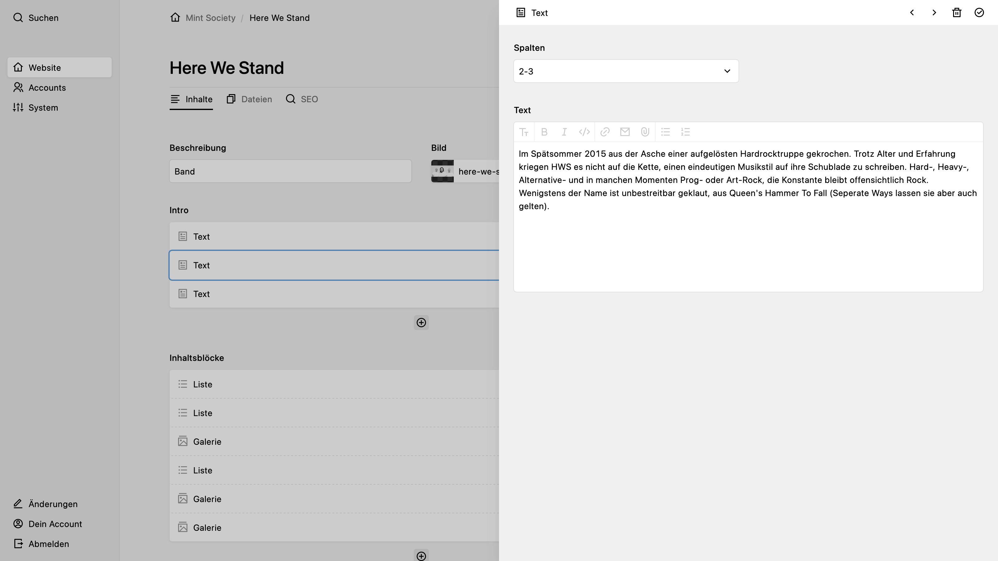 Panel screenshot of mintsociety.de