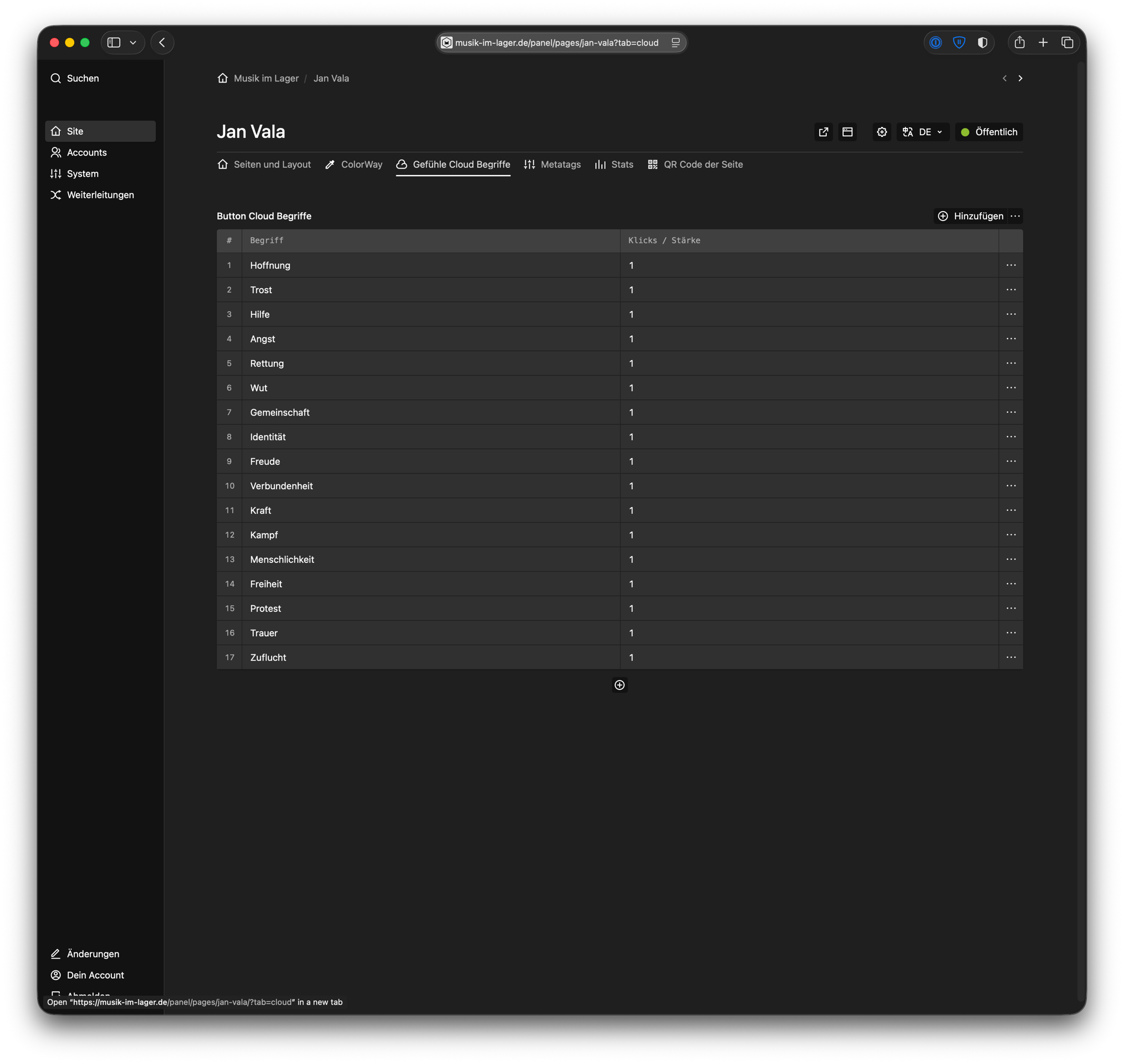 Panel screenshot of musik-im-lager.de