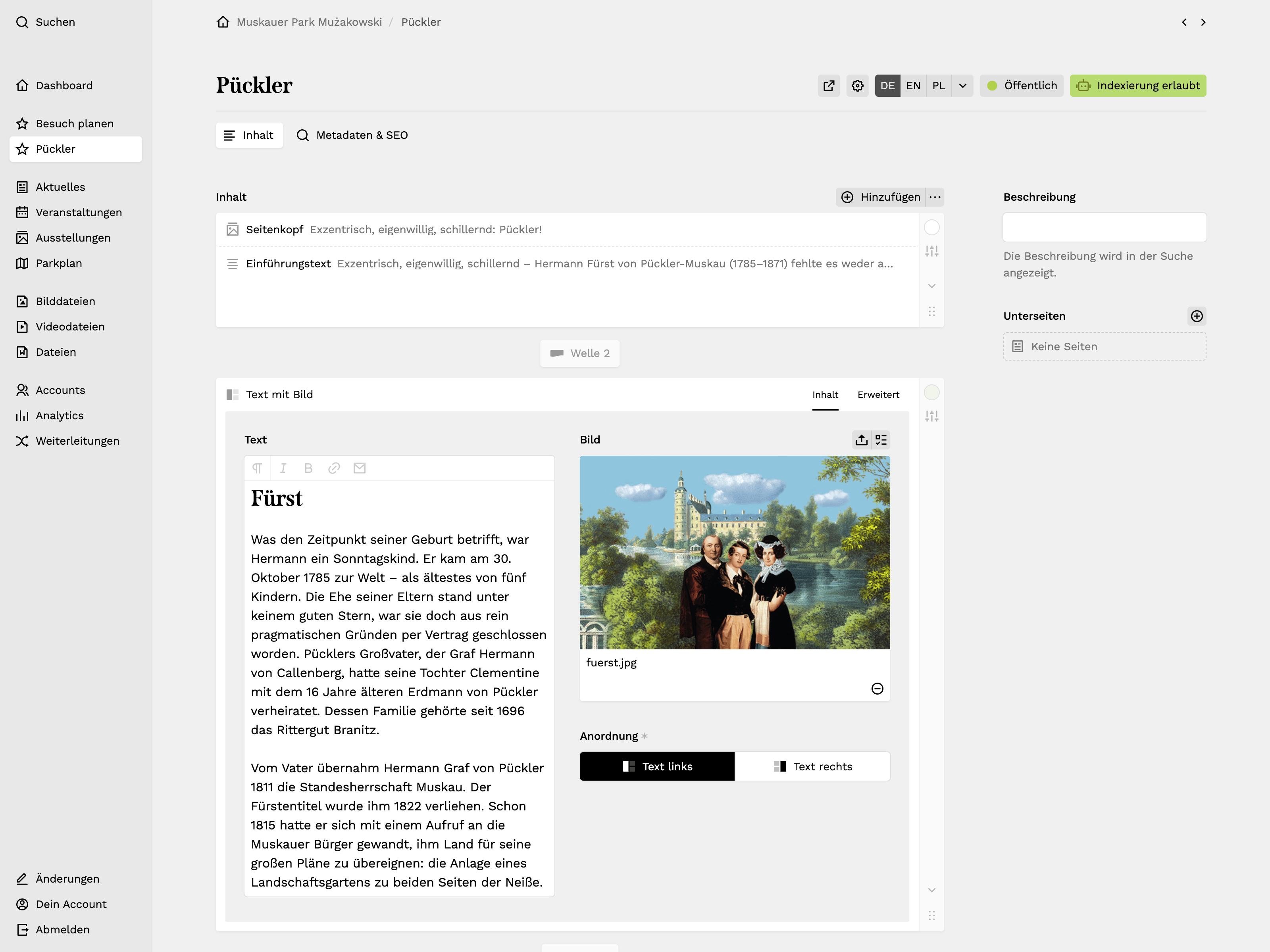 Panel screenshot of muskauer-park.de