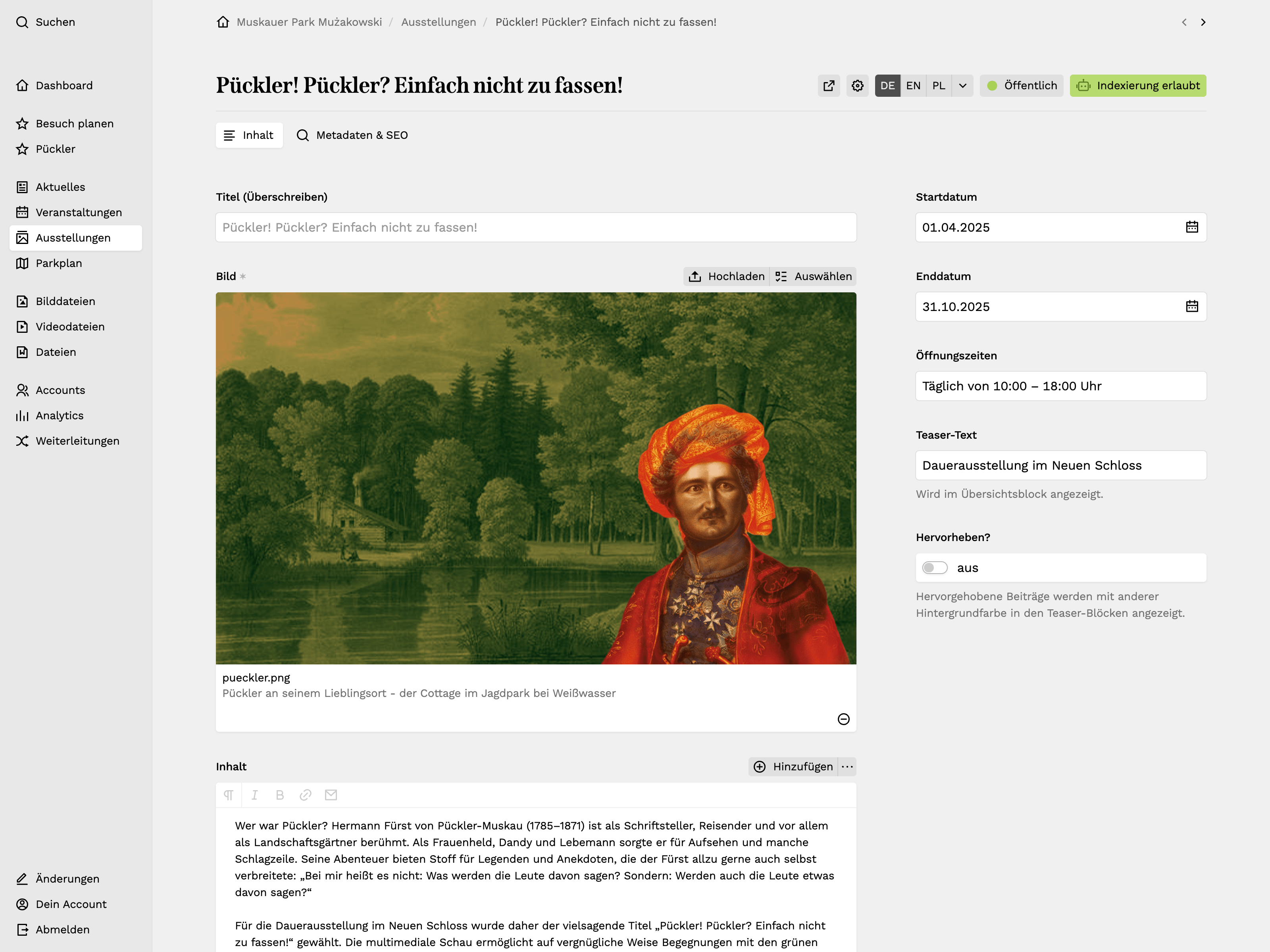 Panel screenshot of muskauer-park.de
