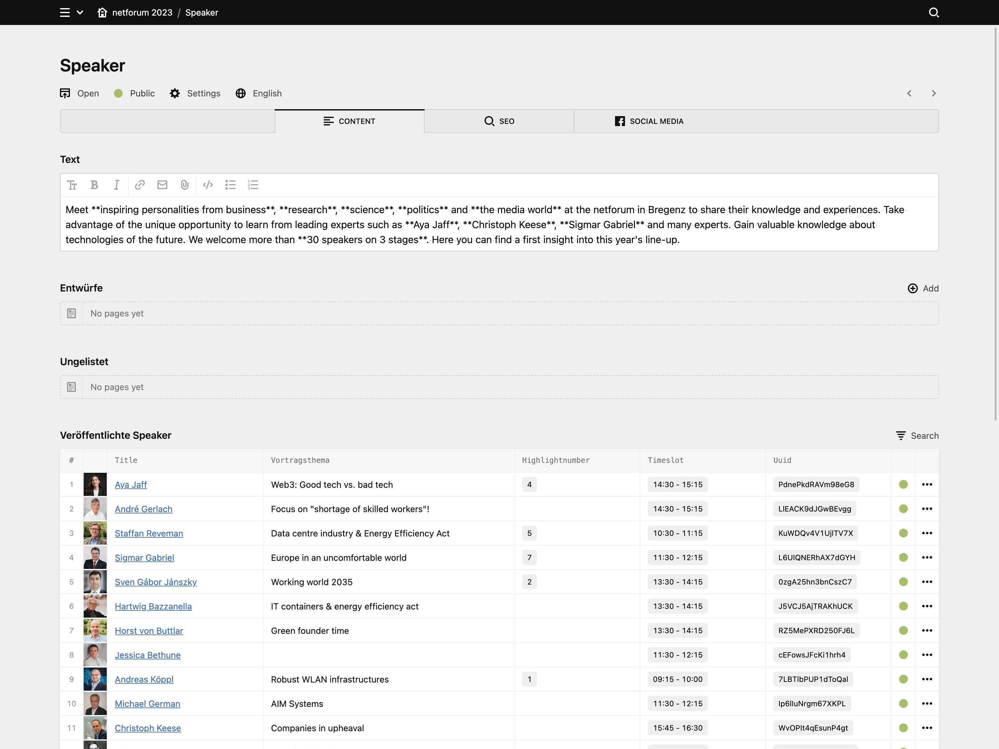Panel screenshot of netforum.dtm-group.de