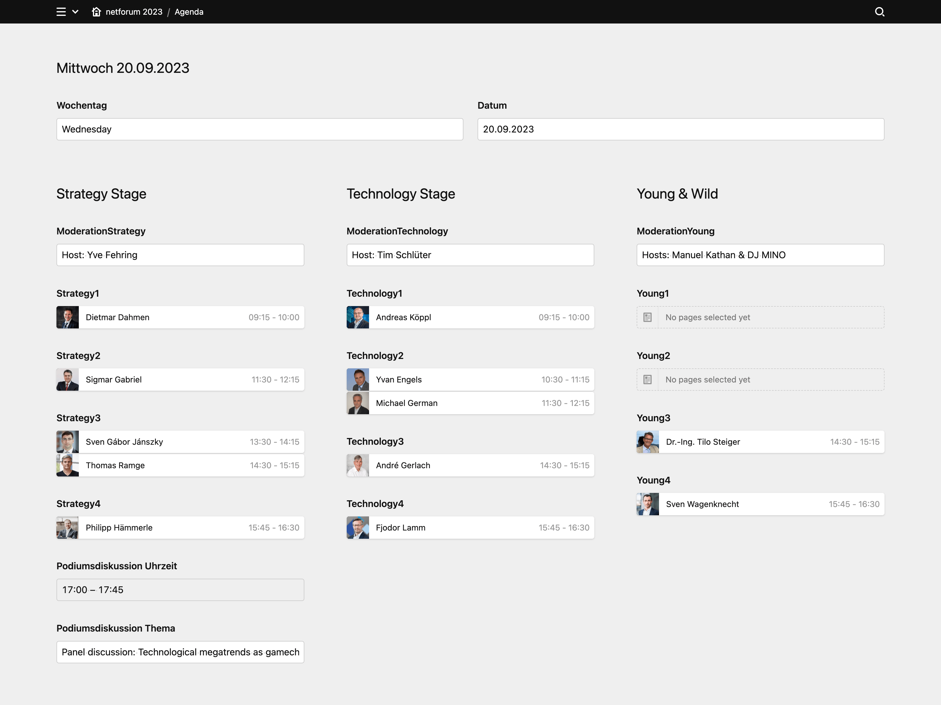 Panel screenshot of netforum.dtm-group.de