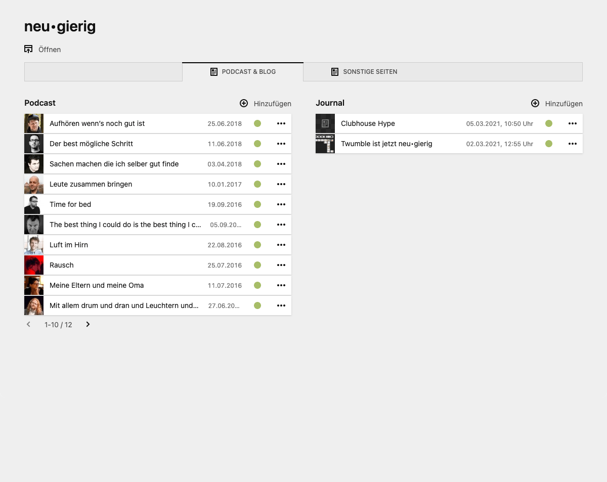 Panel screenshot of neu-gierig.fm