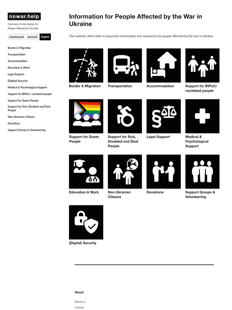 Screenshot of nowar.help