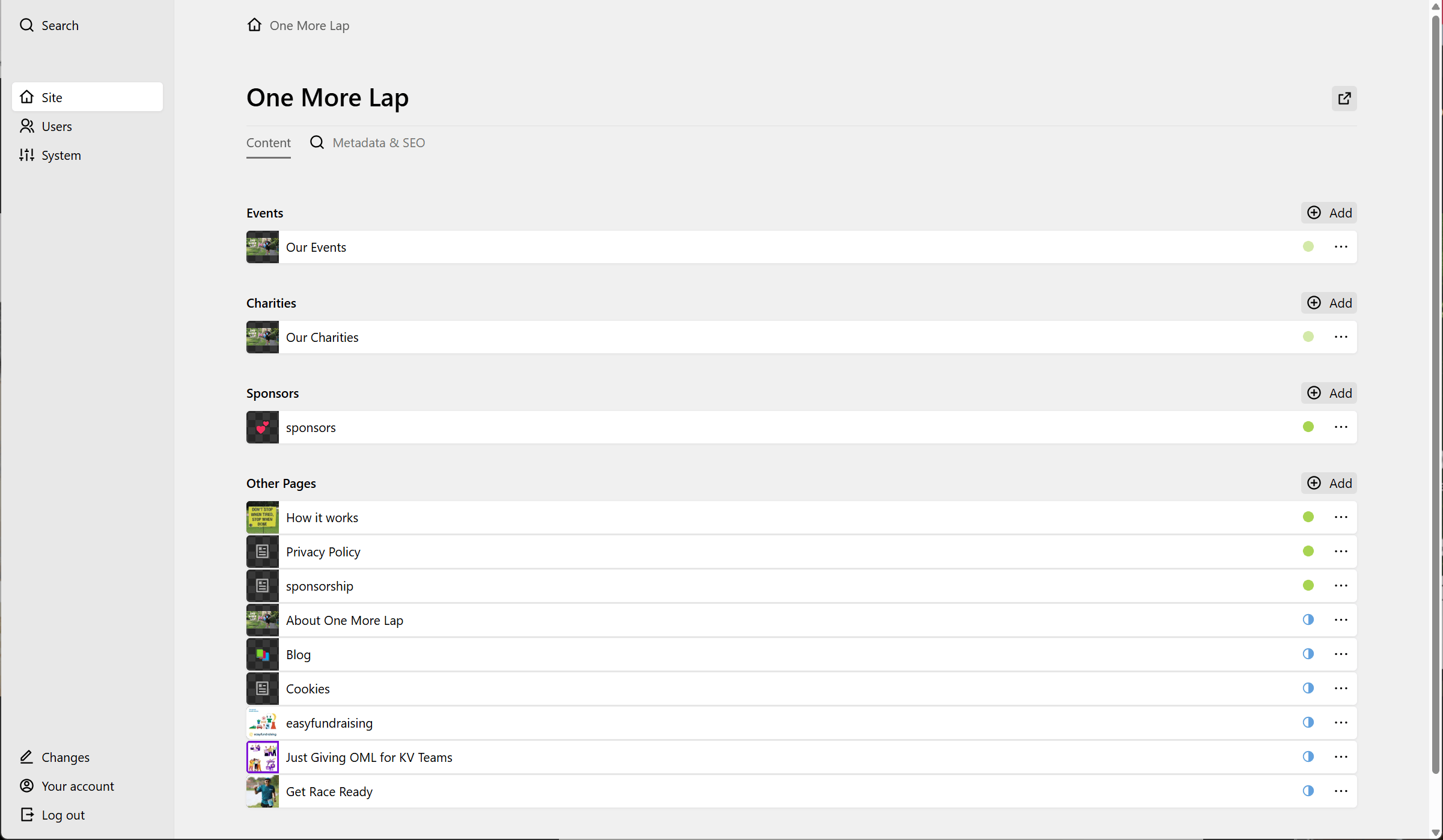 Panel screenshot of onemorelap.co.uk