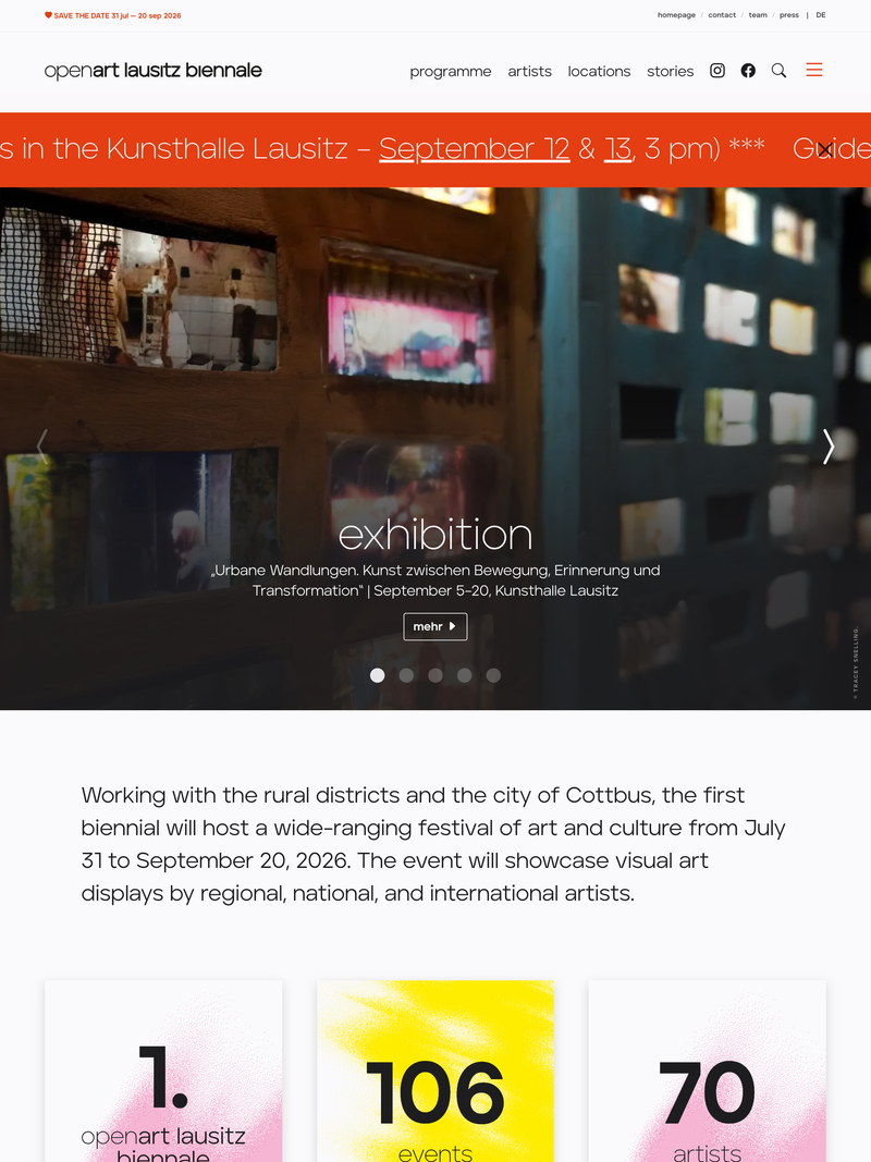 Screenshot of openart-lausitz-biennale.de