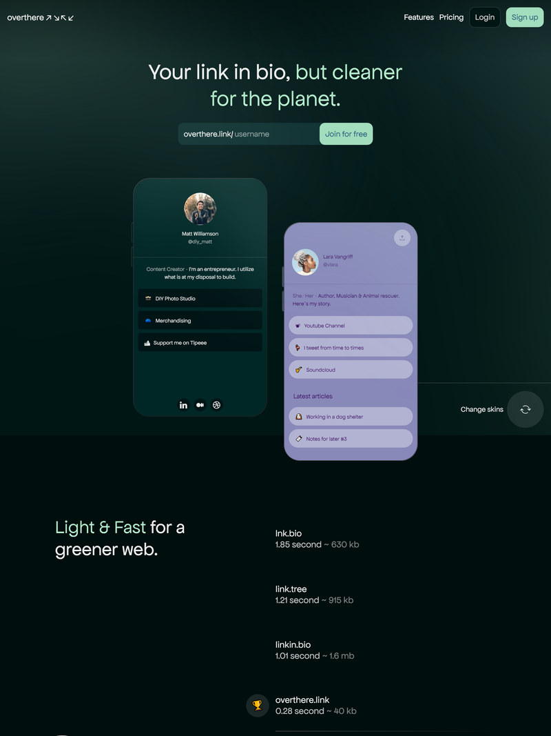 Screenshot of overthere.link