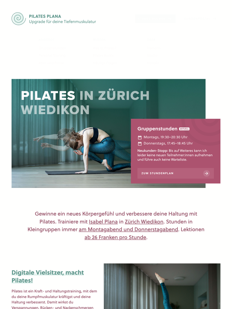Screenshot of pilatesplana.ch