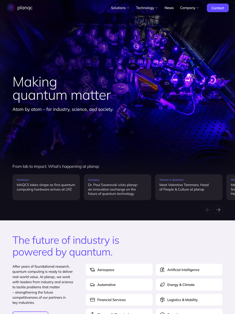 Screenshot of planqc.eu