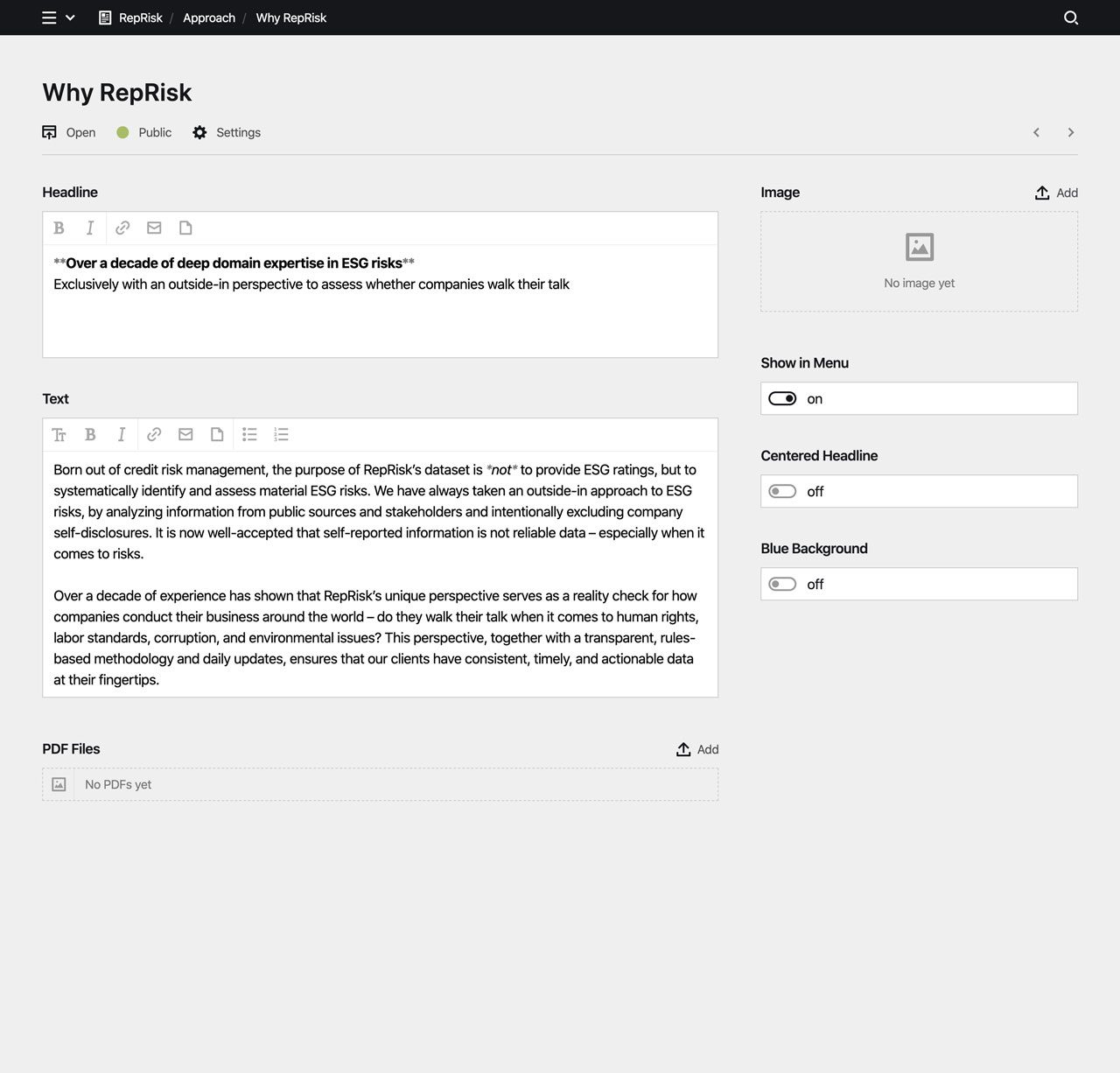 Panel screenshot of reprisk.com