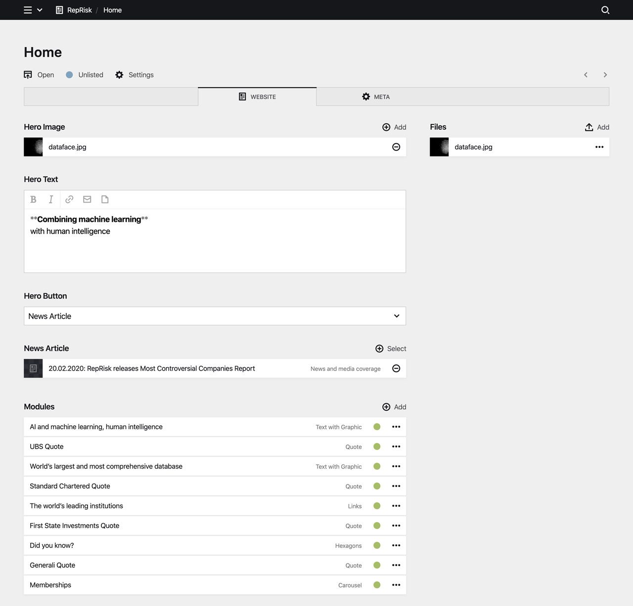 Panel screenshot of reprisk.com