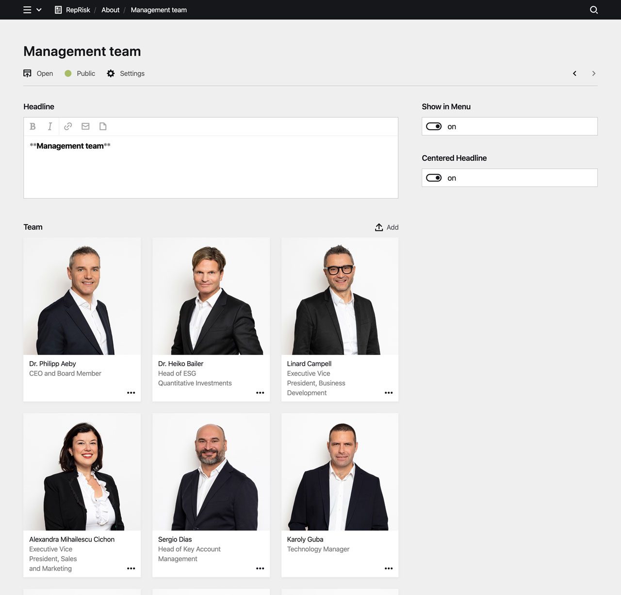Panel screenshot of reprisk.com