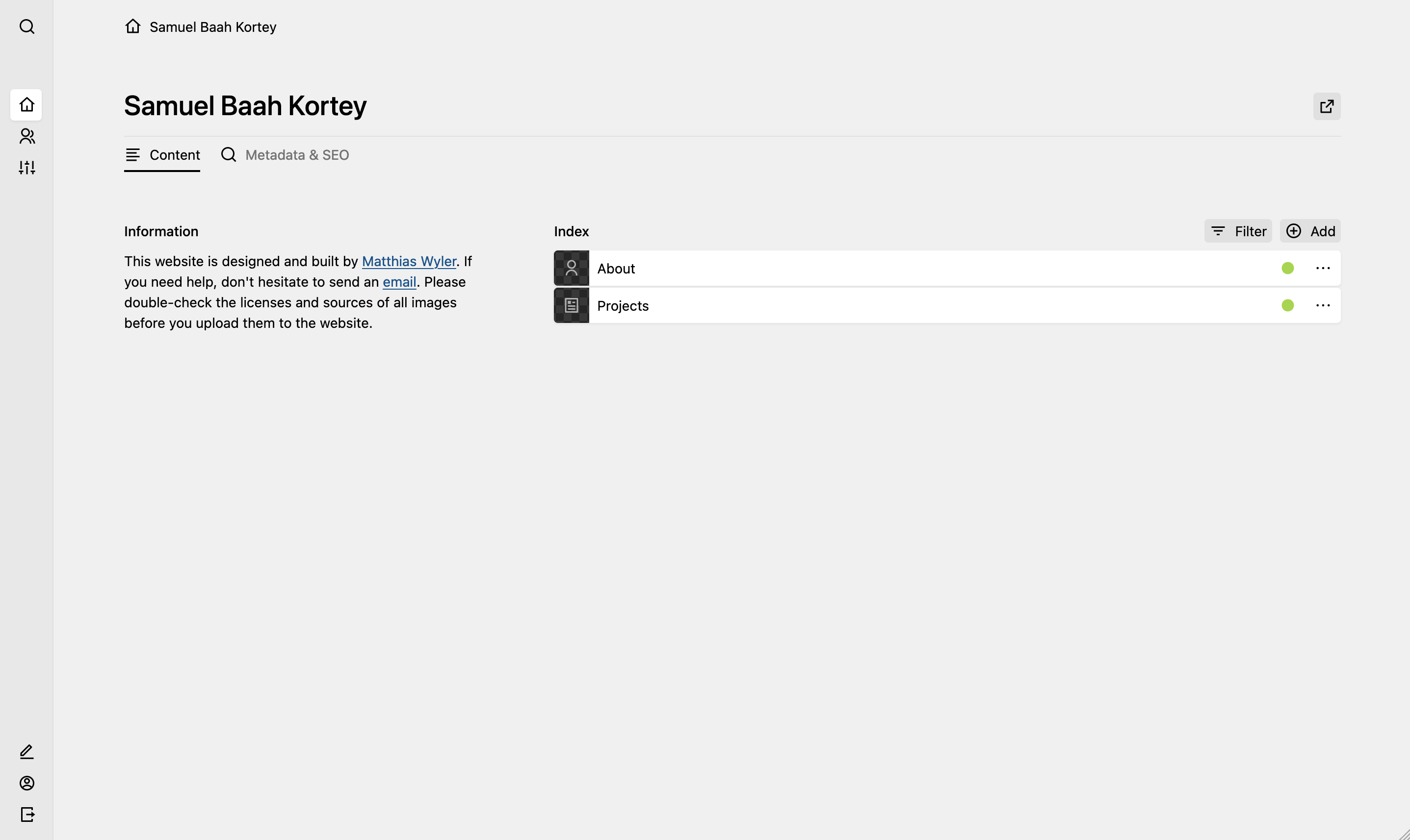 Panel screenshot of samuelbaahkortey.art
