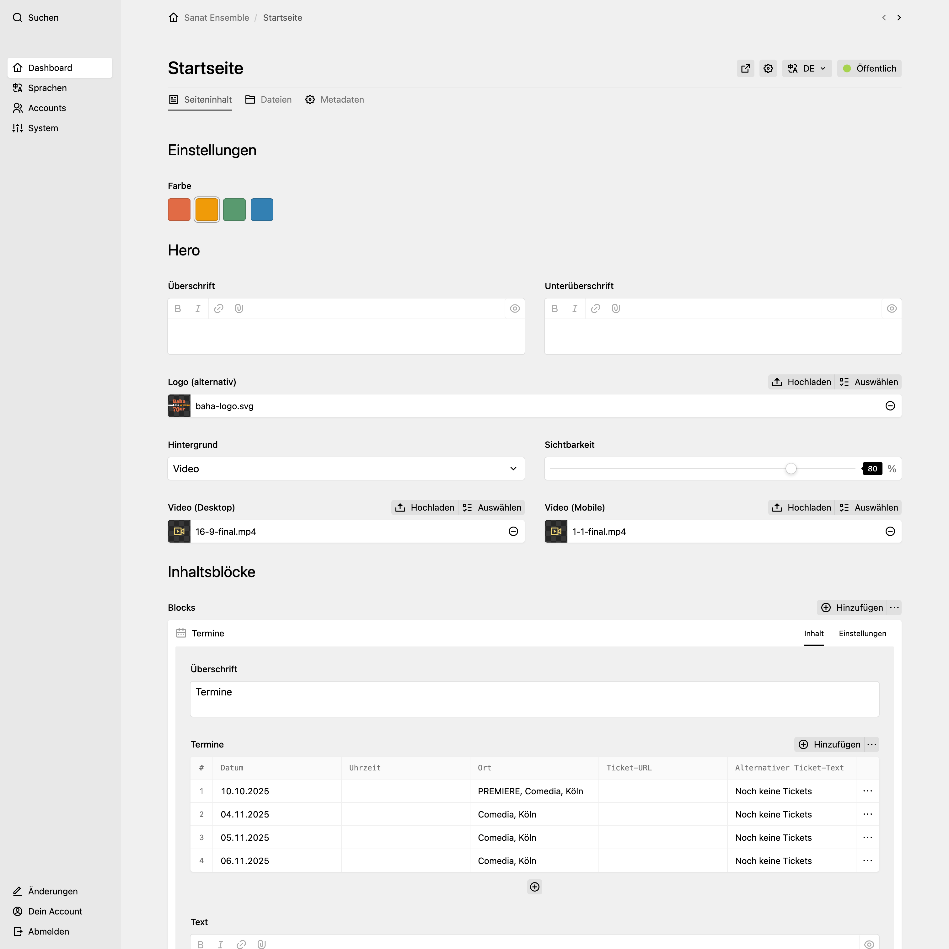 Panel screenshot of sanat-ensemble.de