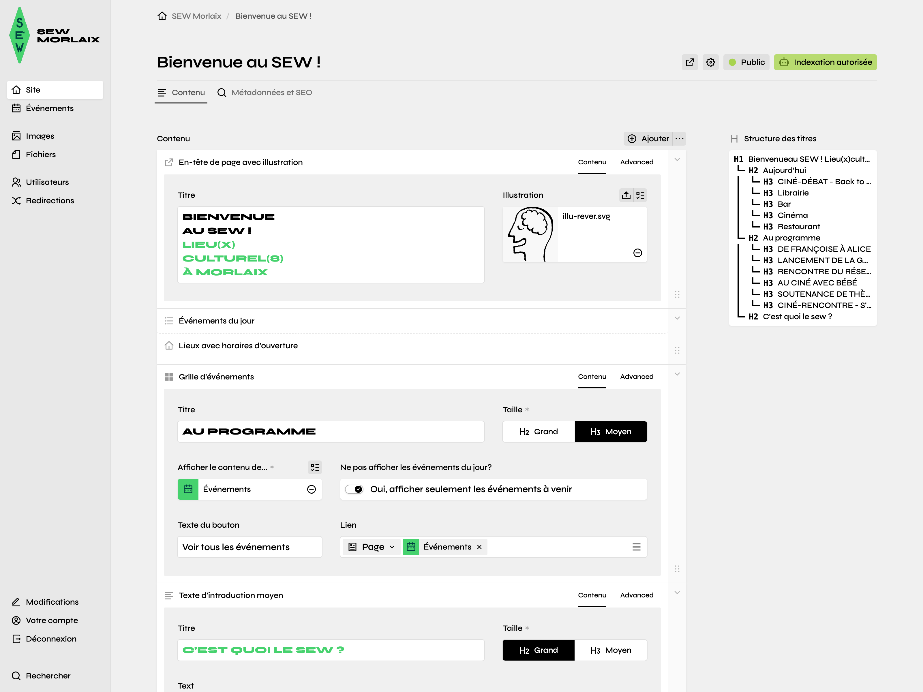 Panel screenshot of sew-morlaix.com