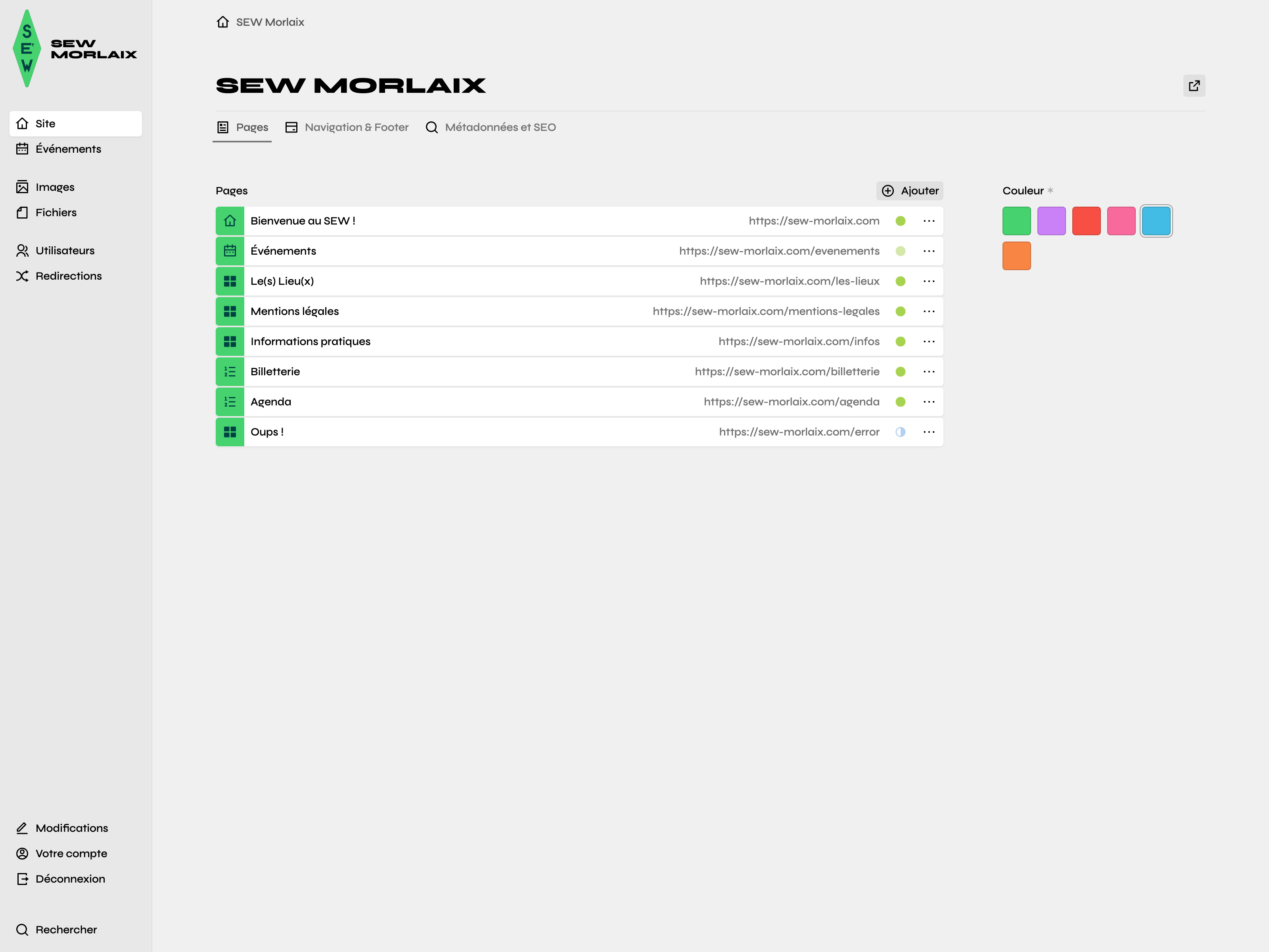 Panel screenshot of sew-morlaix.com
