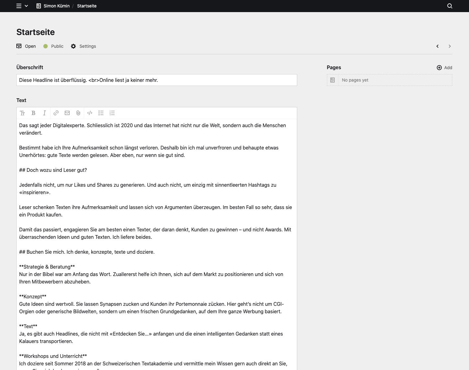 Panel screenshot of simonkuemin.ch