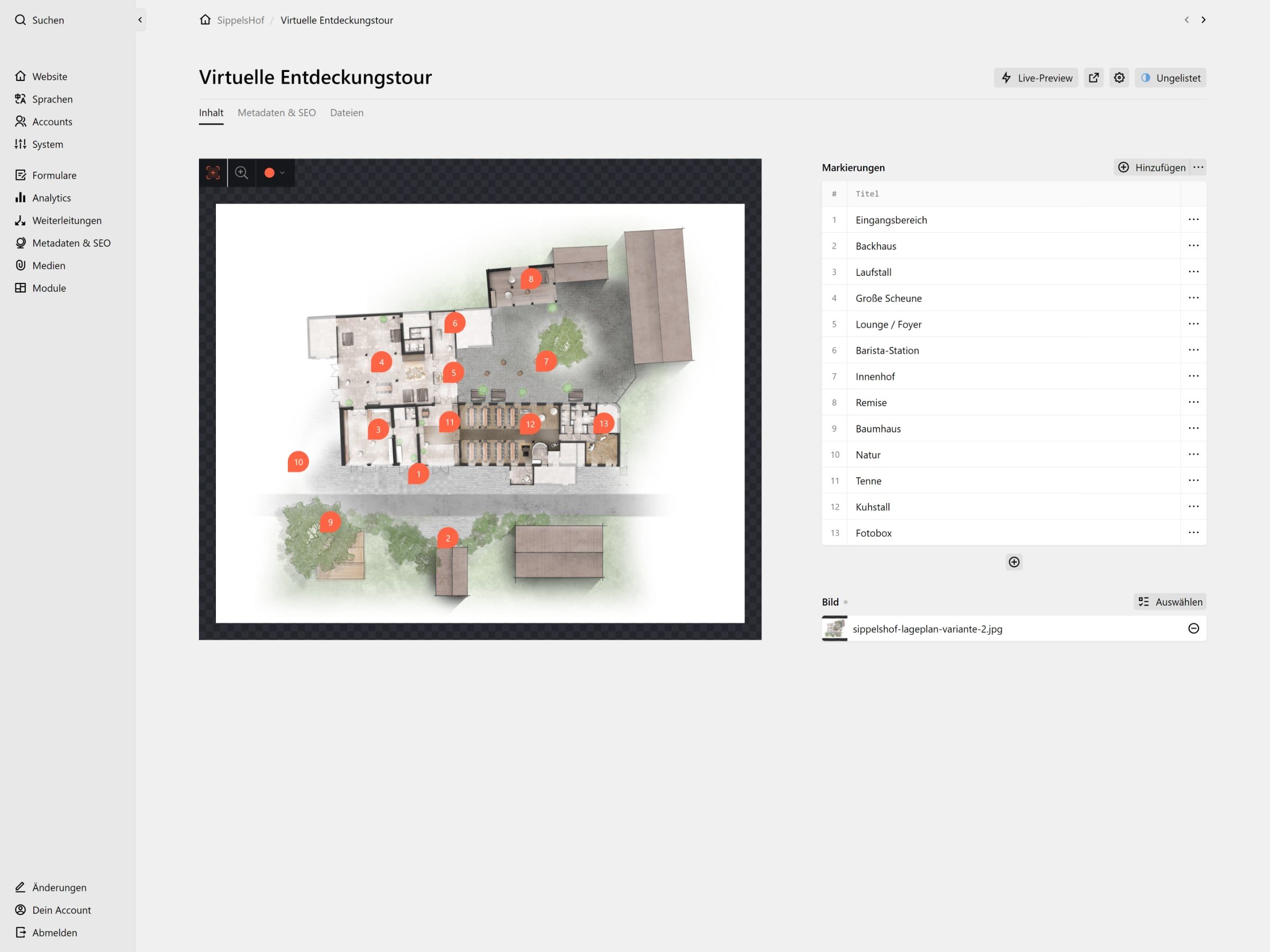 Panel screenshot of sippelshof.de