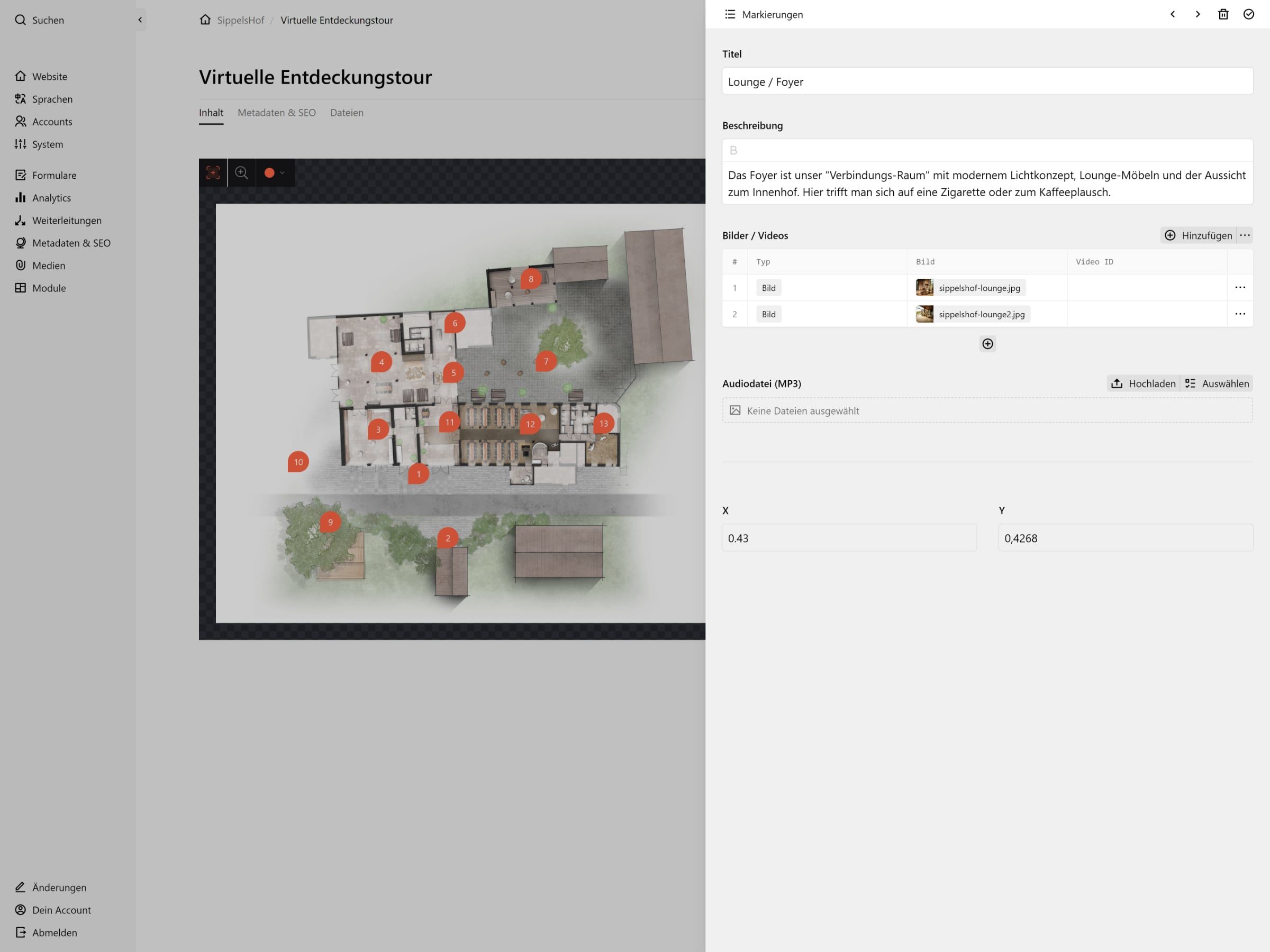 Panel screenshot of sippelshof.de