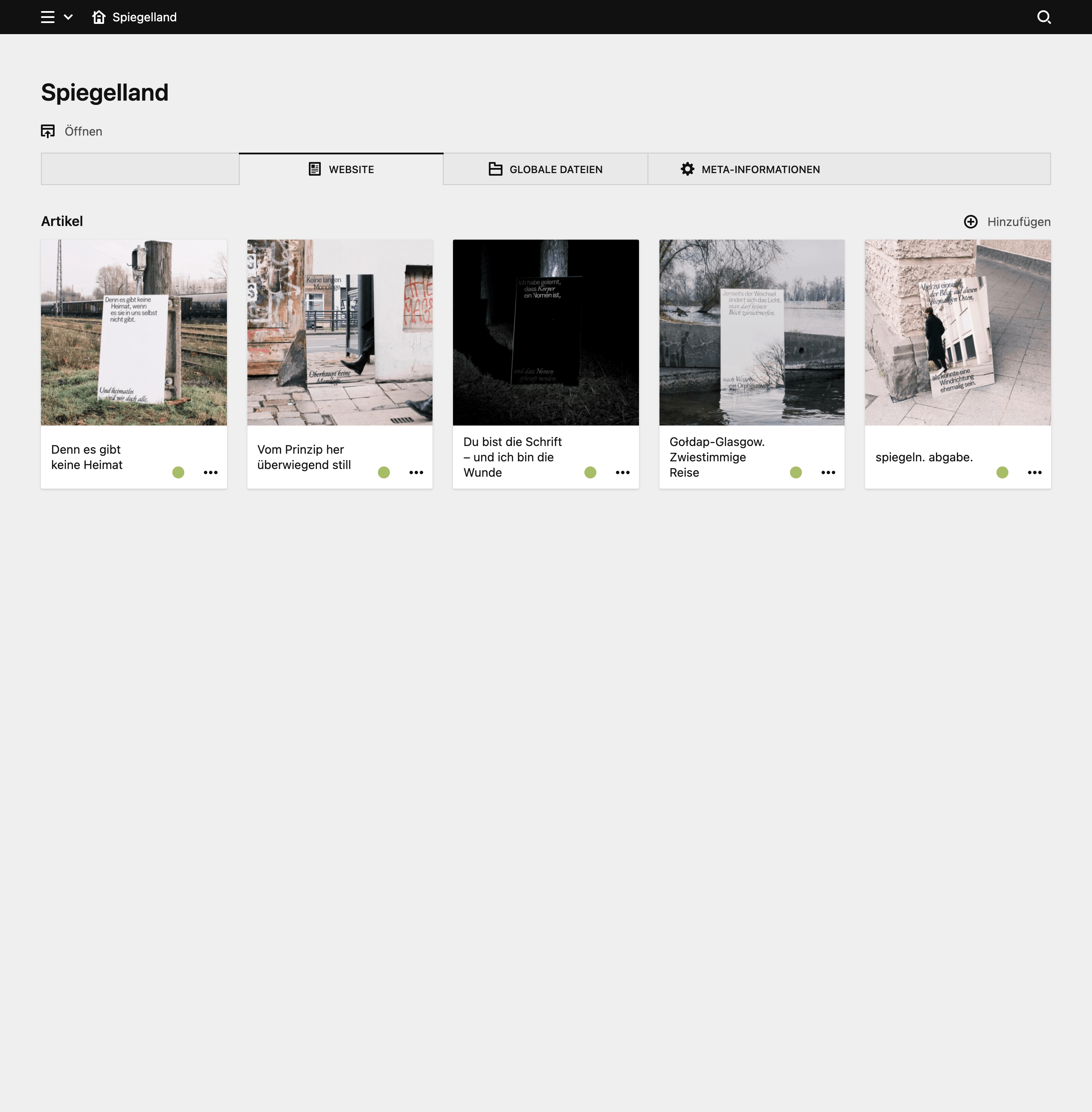 Panel screenshot of praeposition.com/spiegelland